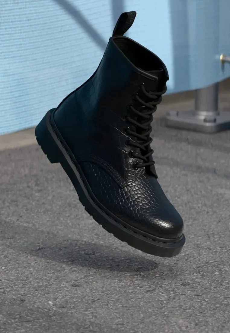 Dr Martens 1460 Croco Bottes à lacets Noires