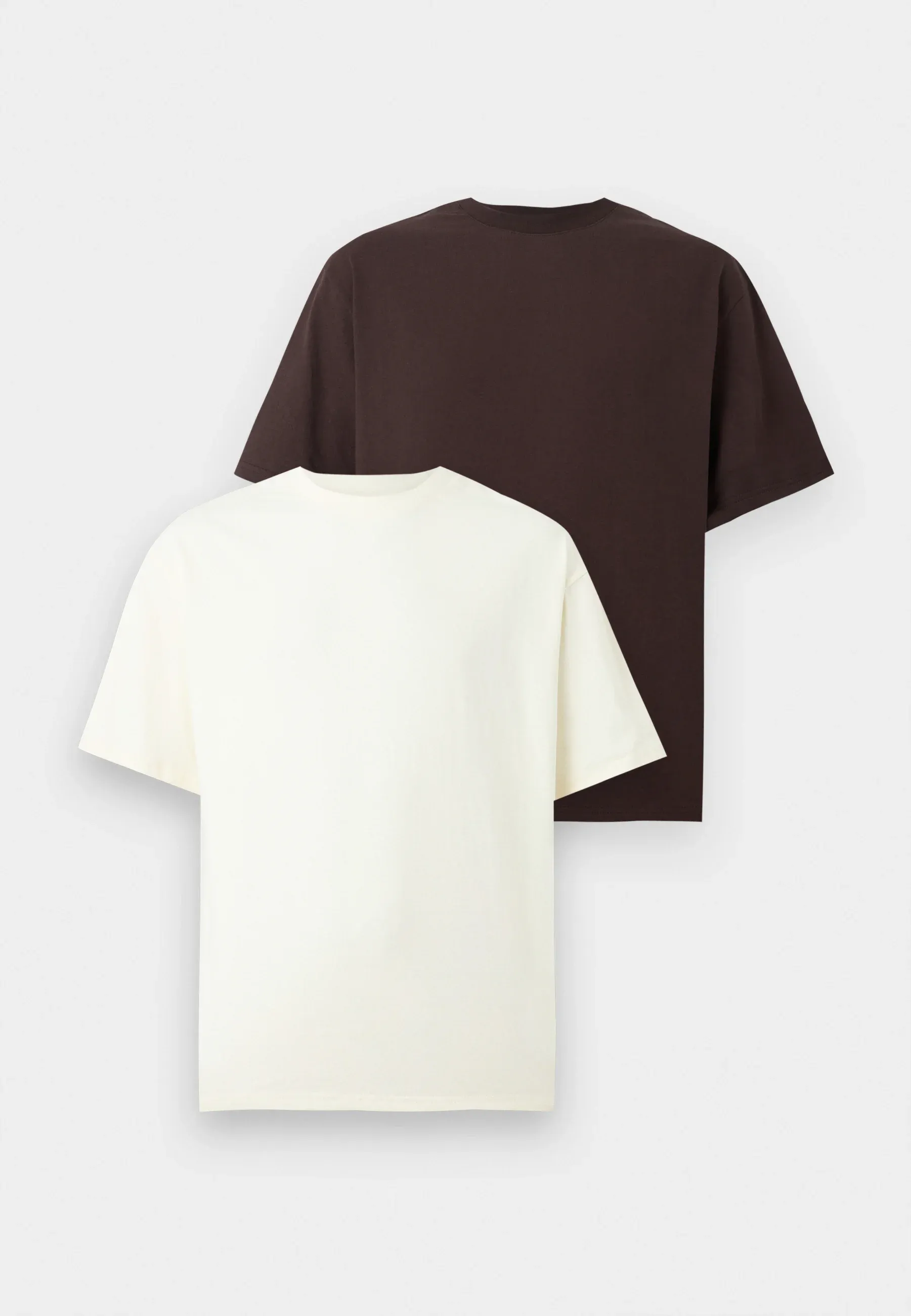 Yourturn T-shirt unisexe 2 pièces Basic brun foncé/blanc cassé