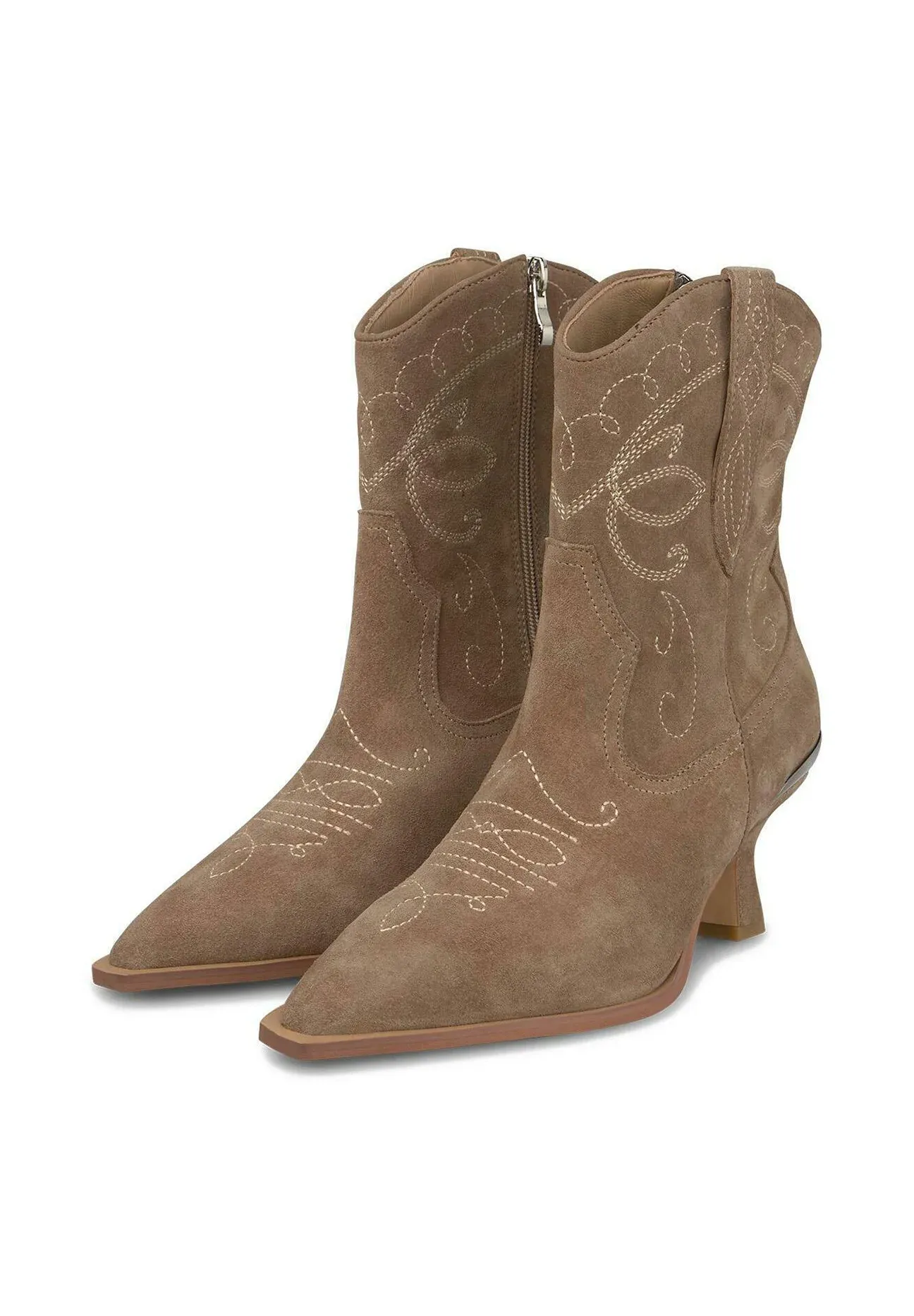 Alma En Pena Bottes Texanes Motard à Bout Pointu et Fermeture Éclair Marron Clair