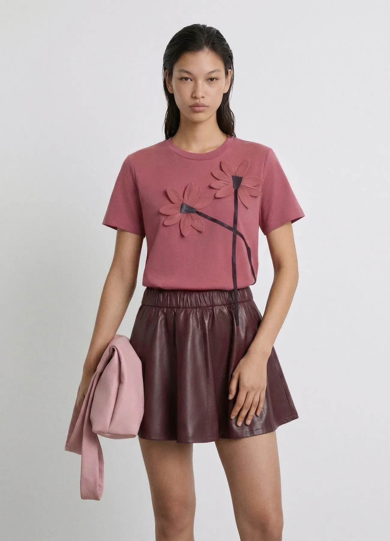 T-shirt Calliope Tinta Unita T-shirt avec impression mauve