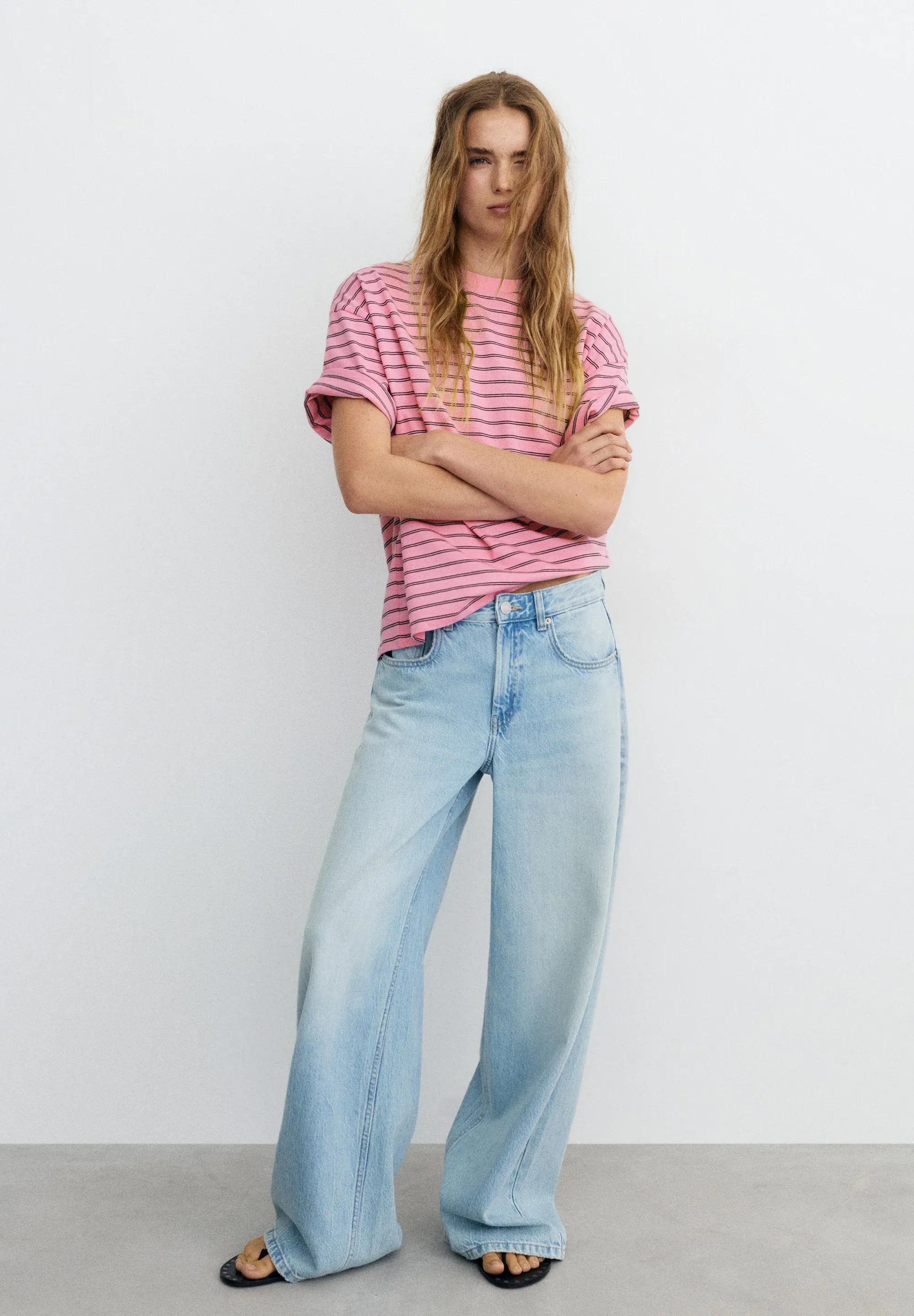 Pullandbear T-shirt oversize à manches courtes avec imprimé rose