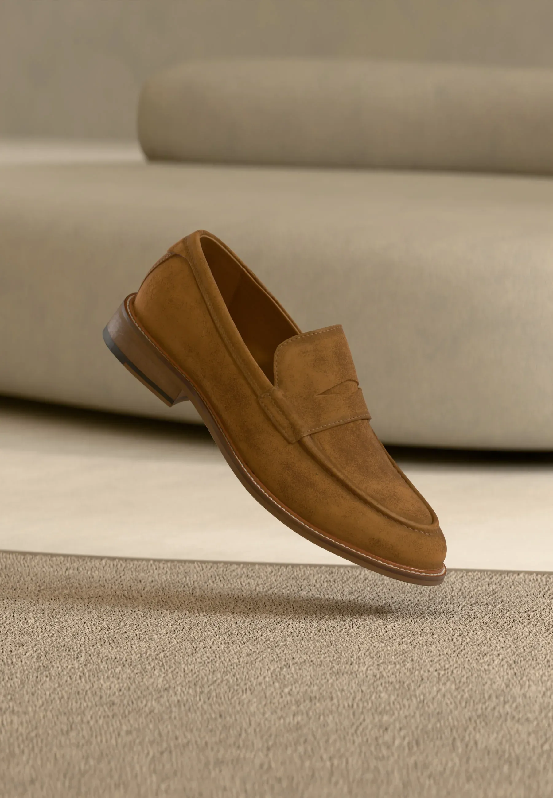 Pier One Chaussures en cuir sans lacets Cognac