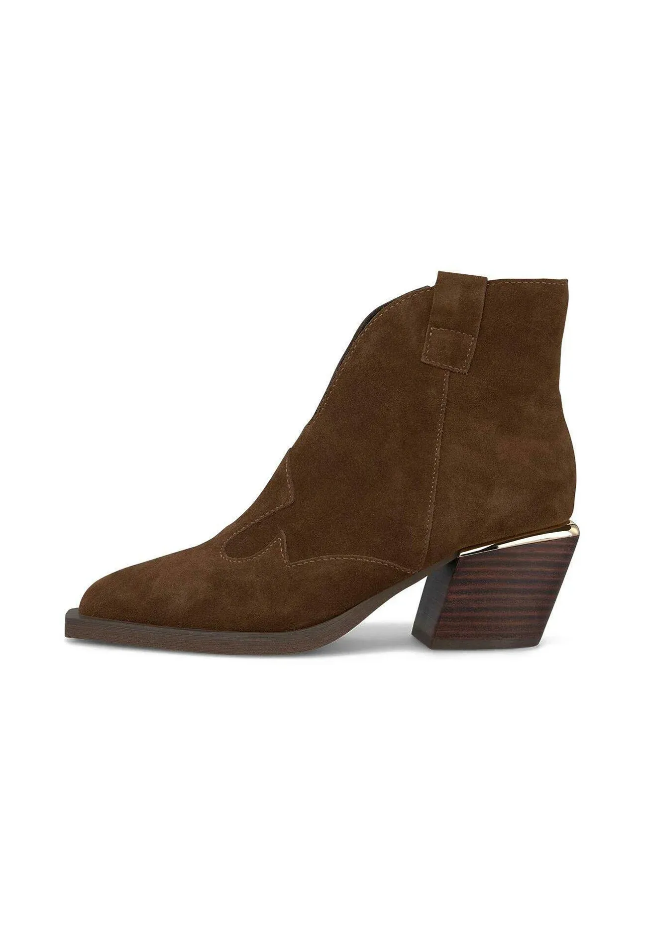 Alma Bottes Texanes Biker à Bout Pointu et Fermeture Éclair Marron Foncé