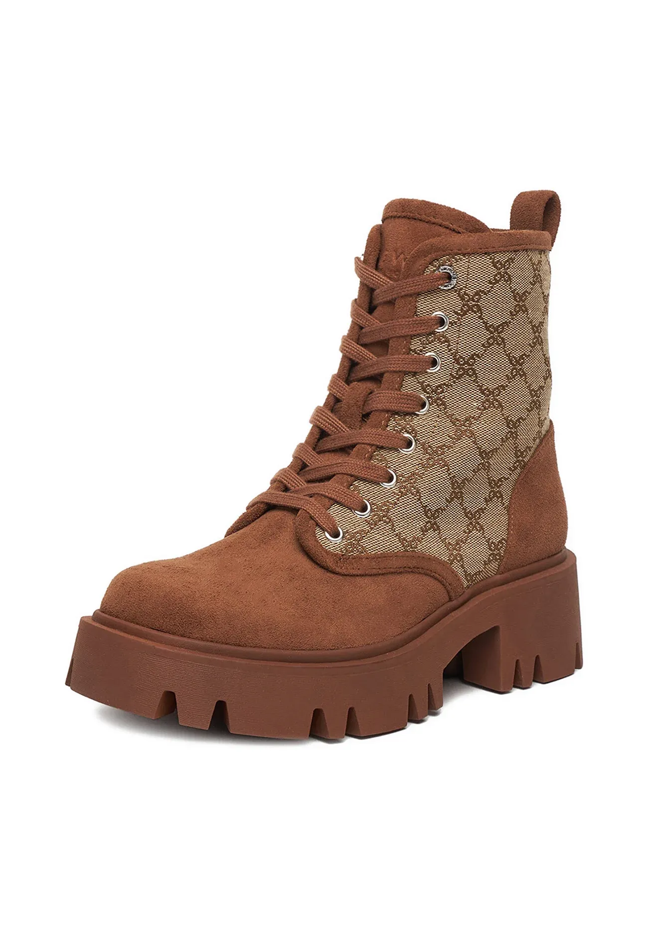Nine West Bottes Femme Beige Ceo Malak 01 Stivaletti Stringati Beige