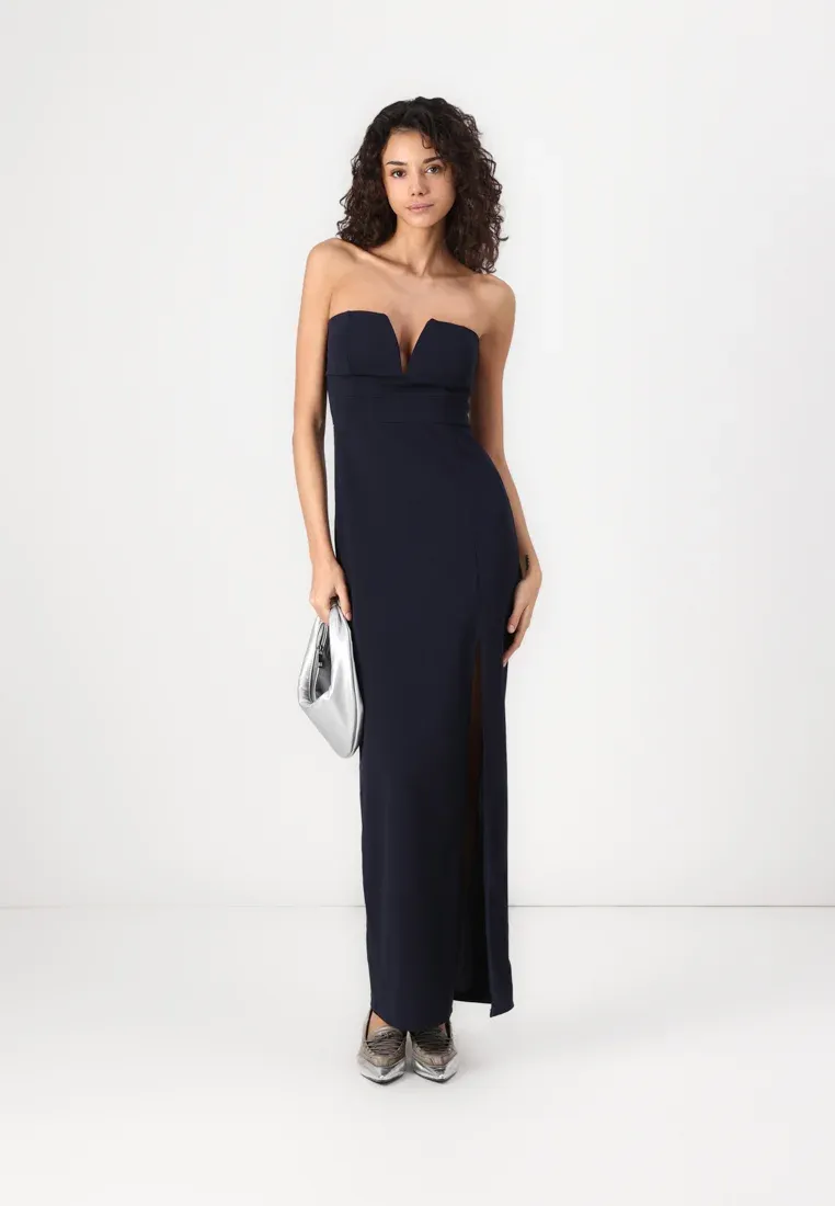 Wal G Anna Robe Col V Robe de Soirée Bleu Marine