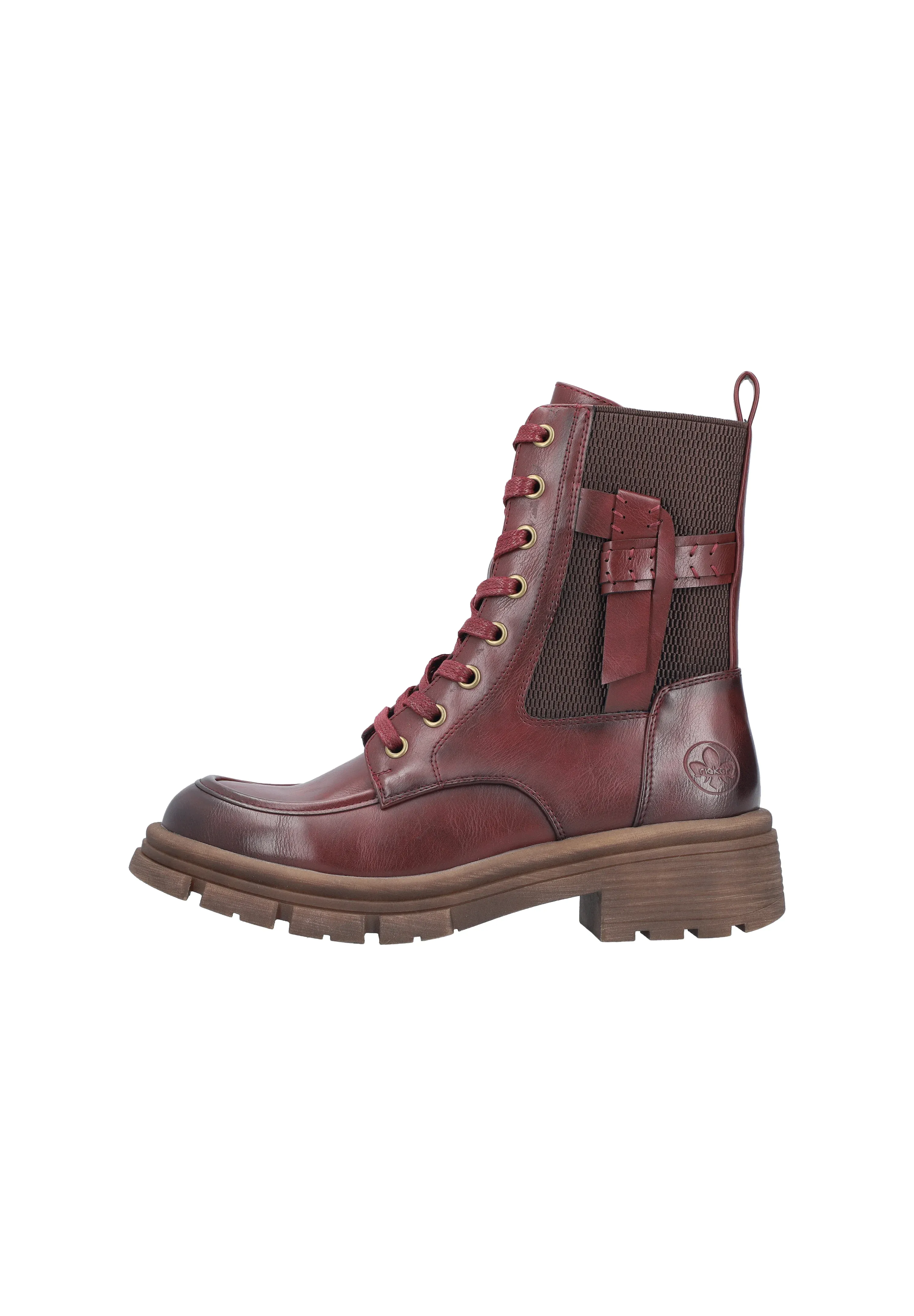 Rieker Bottes à lacets rouges