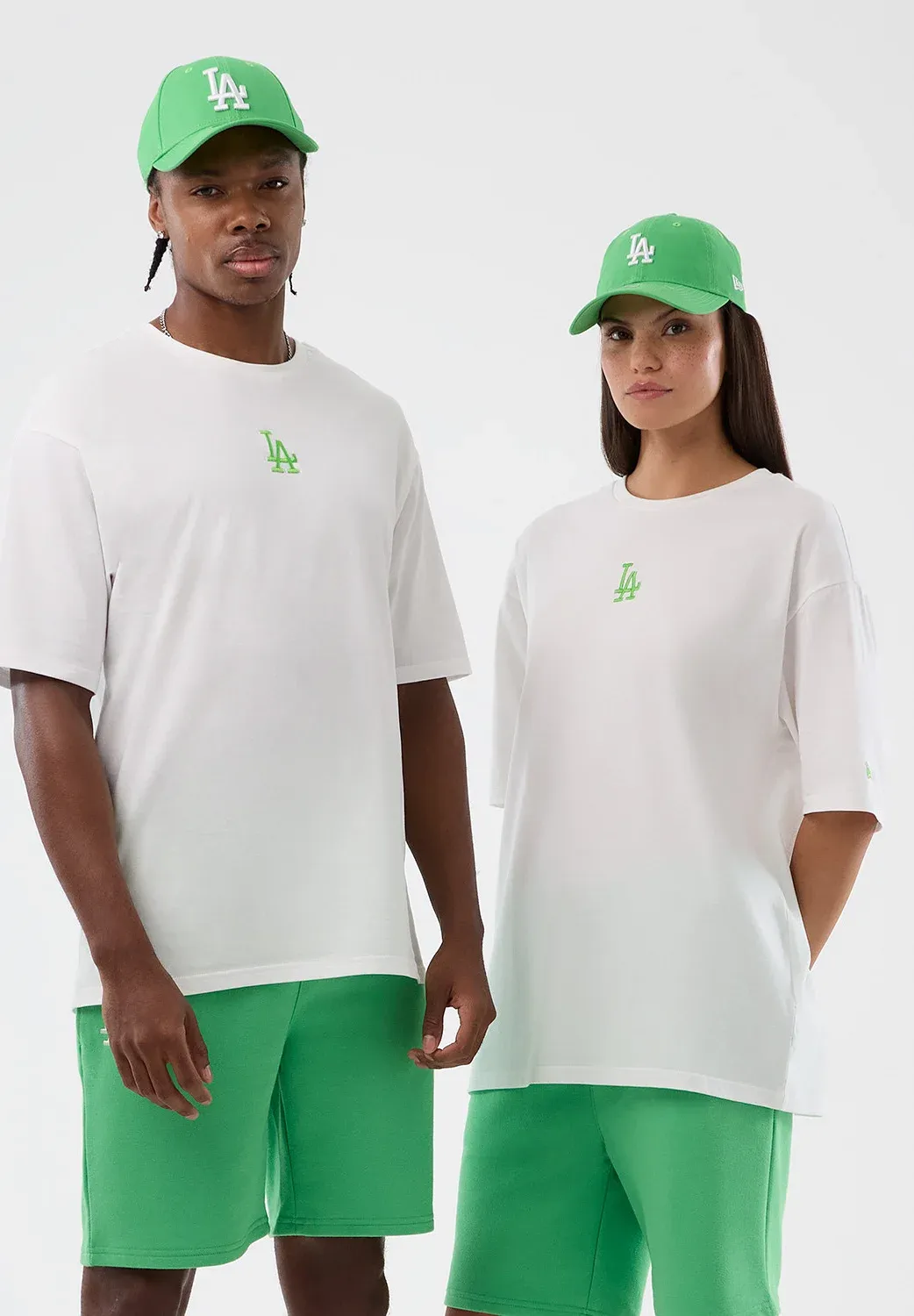Tee New Era Los Angeles Dodgers à Manches Courtes avec Imprimé Blanc Vert