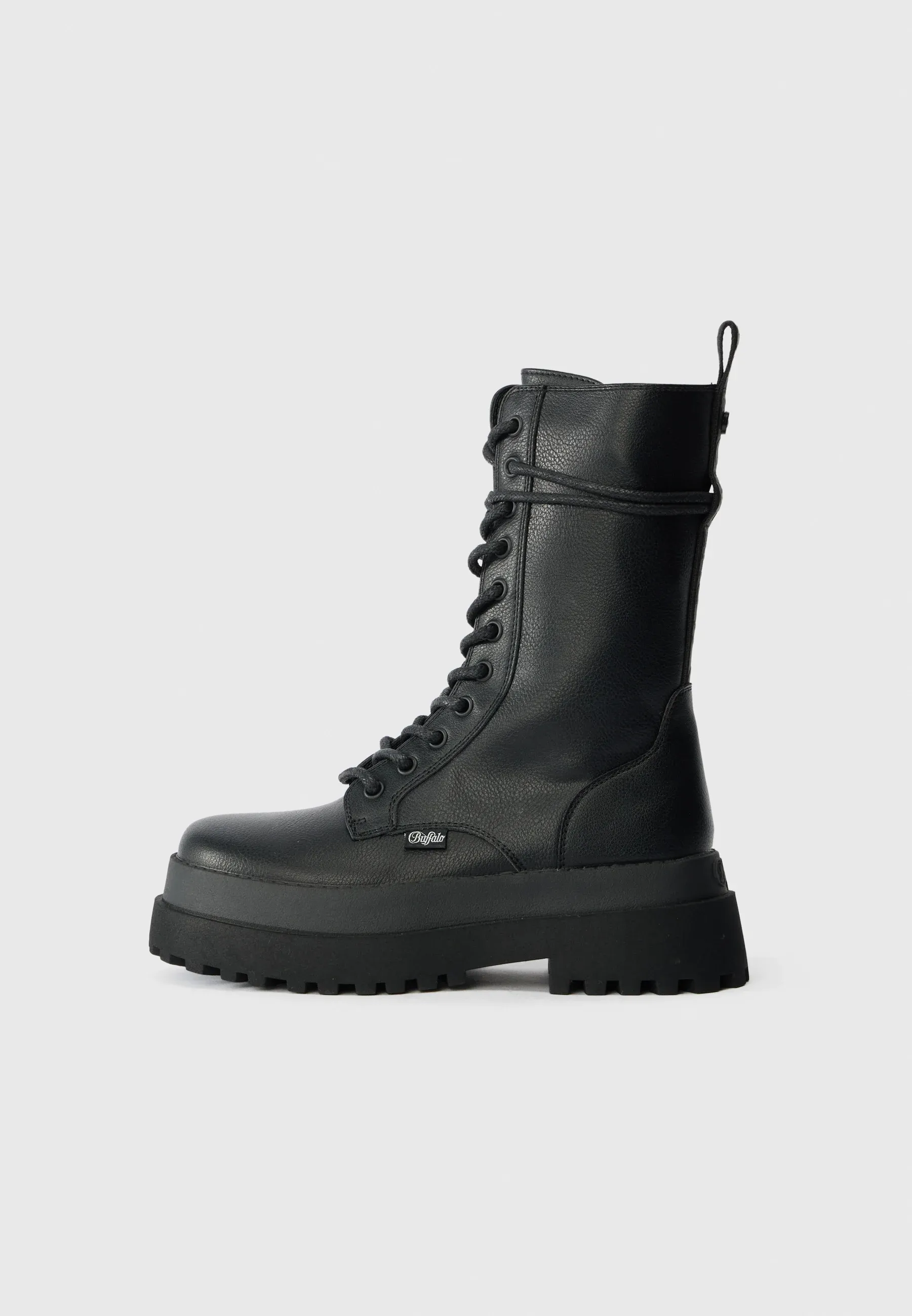 Buffalo Pluto Mid Bottes à lacets Noire