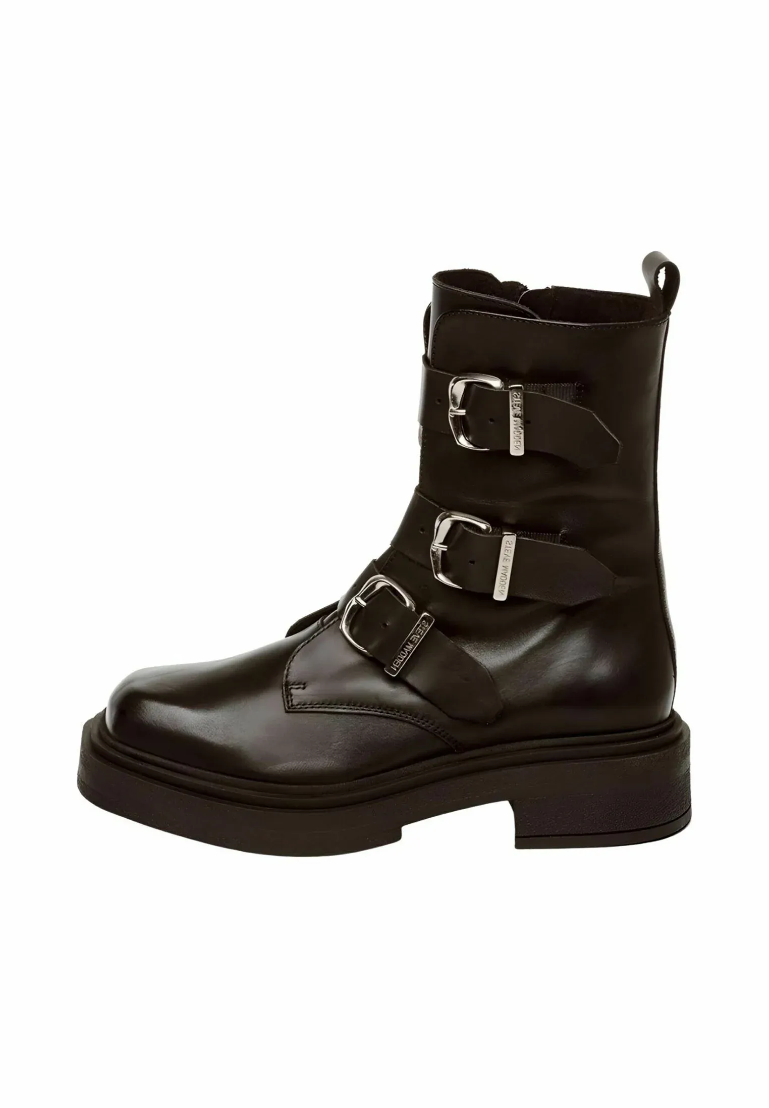 Steve Madden Bottes Biker en Cuir Noir