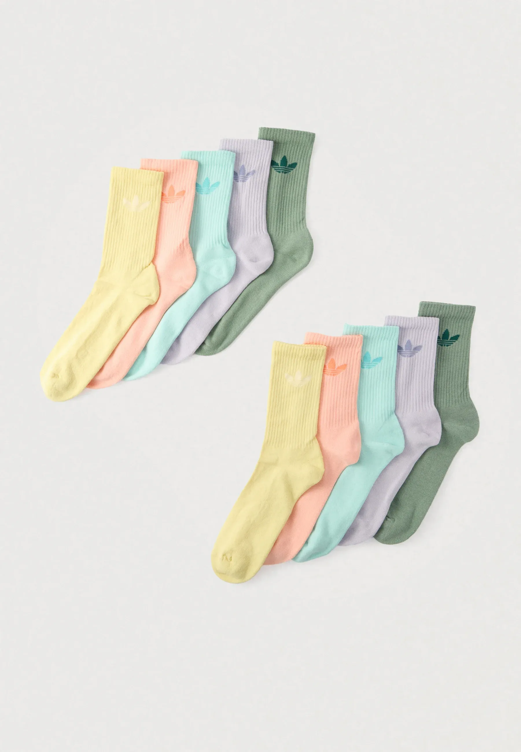Adidas Originals Unisexe 10 Pièces Chaussettes Argent Vert fluorescent Rose semi flash Aqua