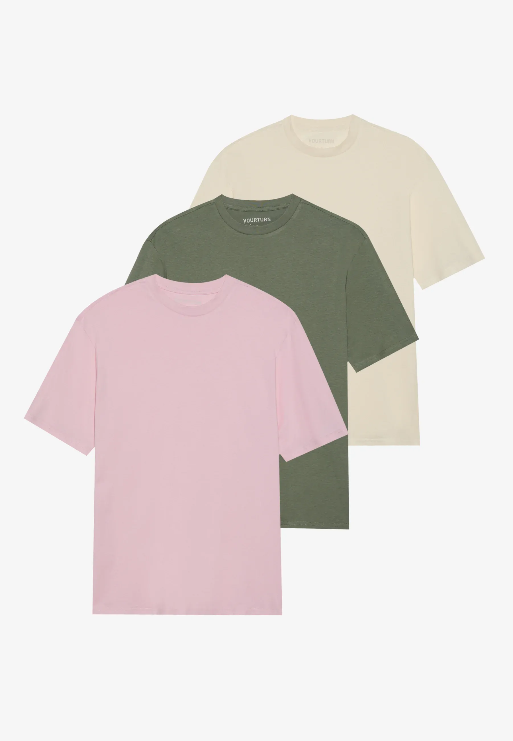 Yourturn T-shirt unisexe 3 pièces Basic Roseate Spoonbill/egret/sea spray