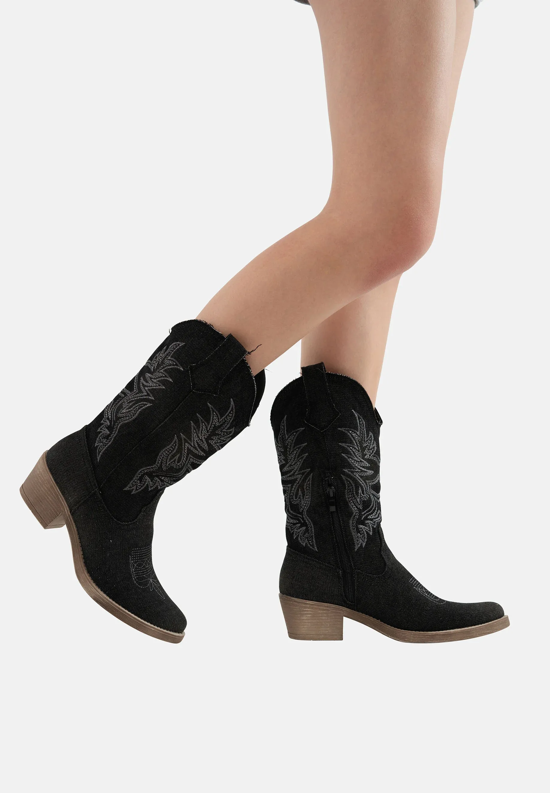 Salinyang Bottes texanes motard noires