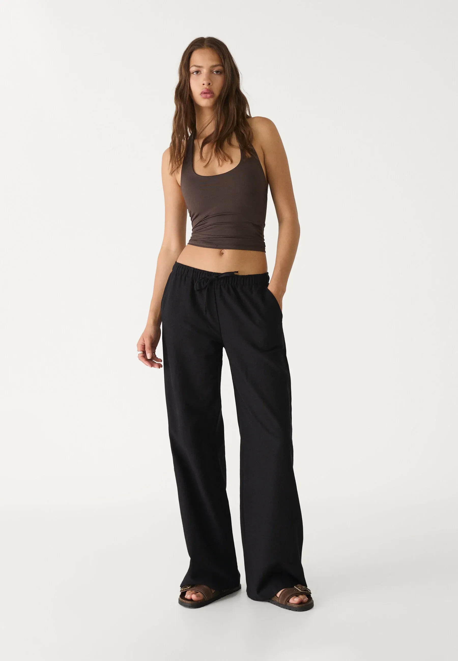 Stradivarius Pantalons à cordon noir