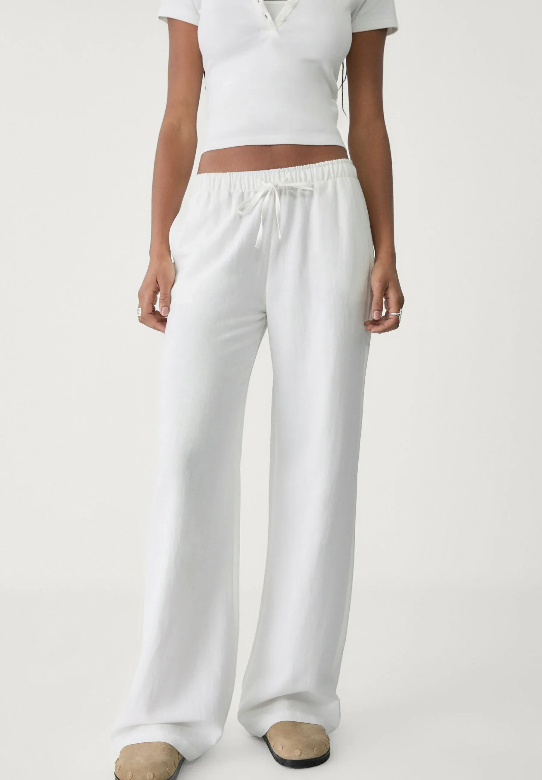 Stradivarius Pantalons à cordon blanc