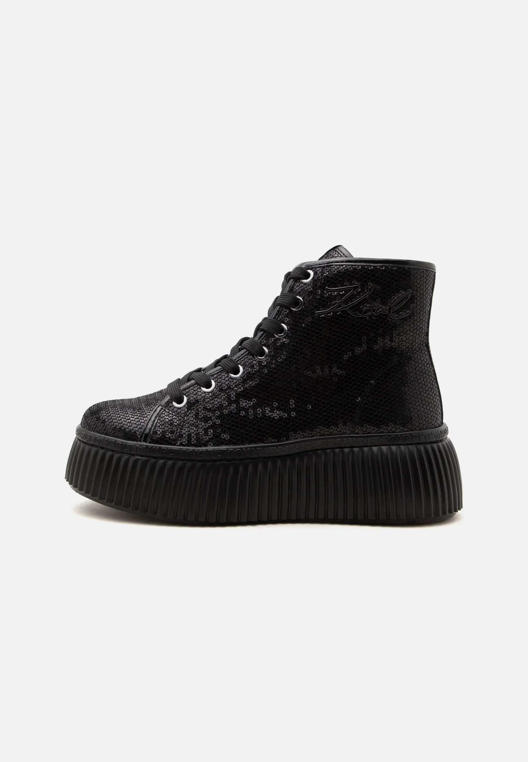 Karl Lagerfeld Kreeper Lo Sparkle Mid Lace Stivaletti Stringati Noir