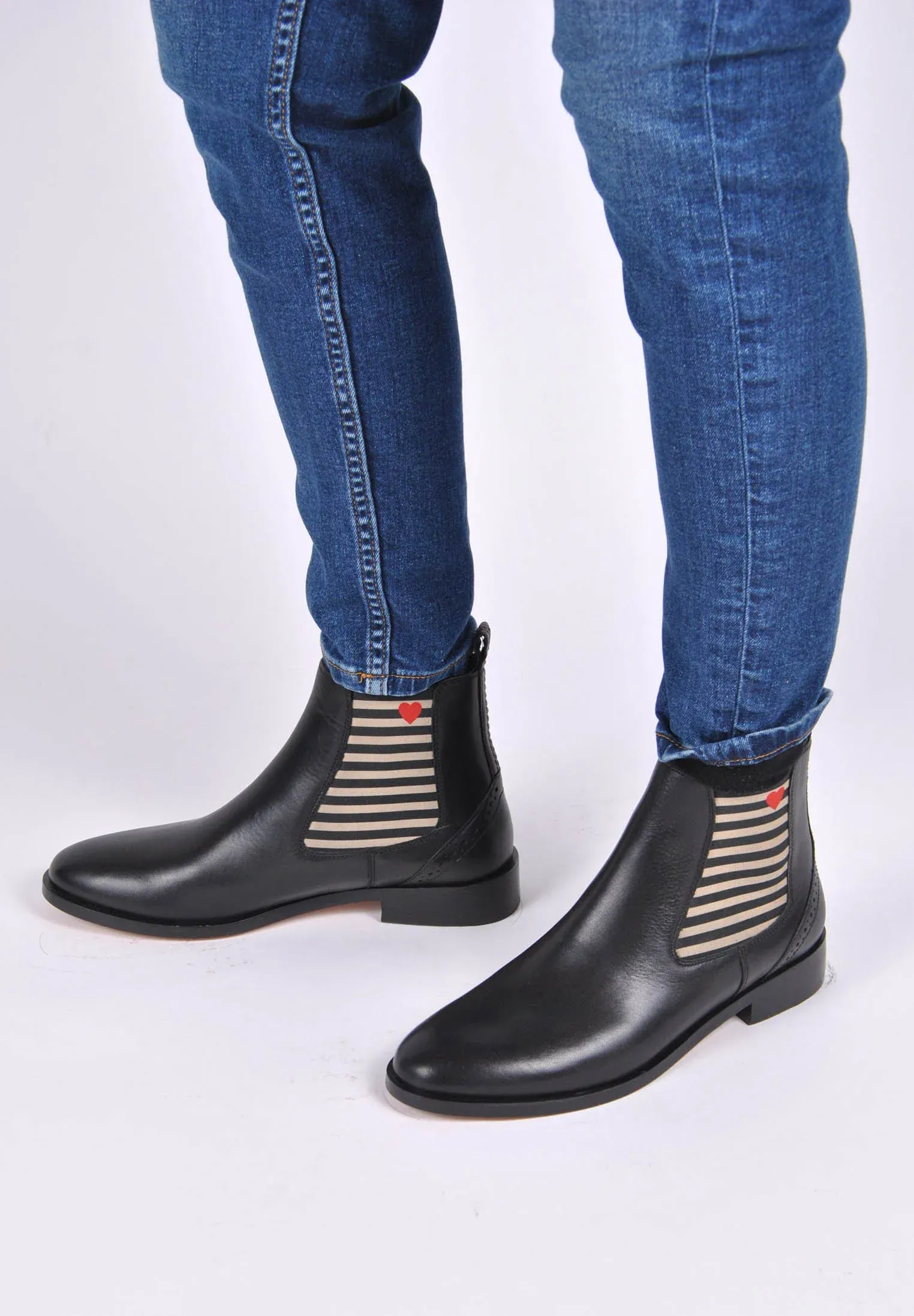 Crickit Chelsea Boot Suvi À Rayures Et Cœurs Stivaletti Noir