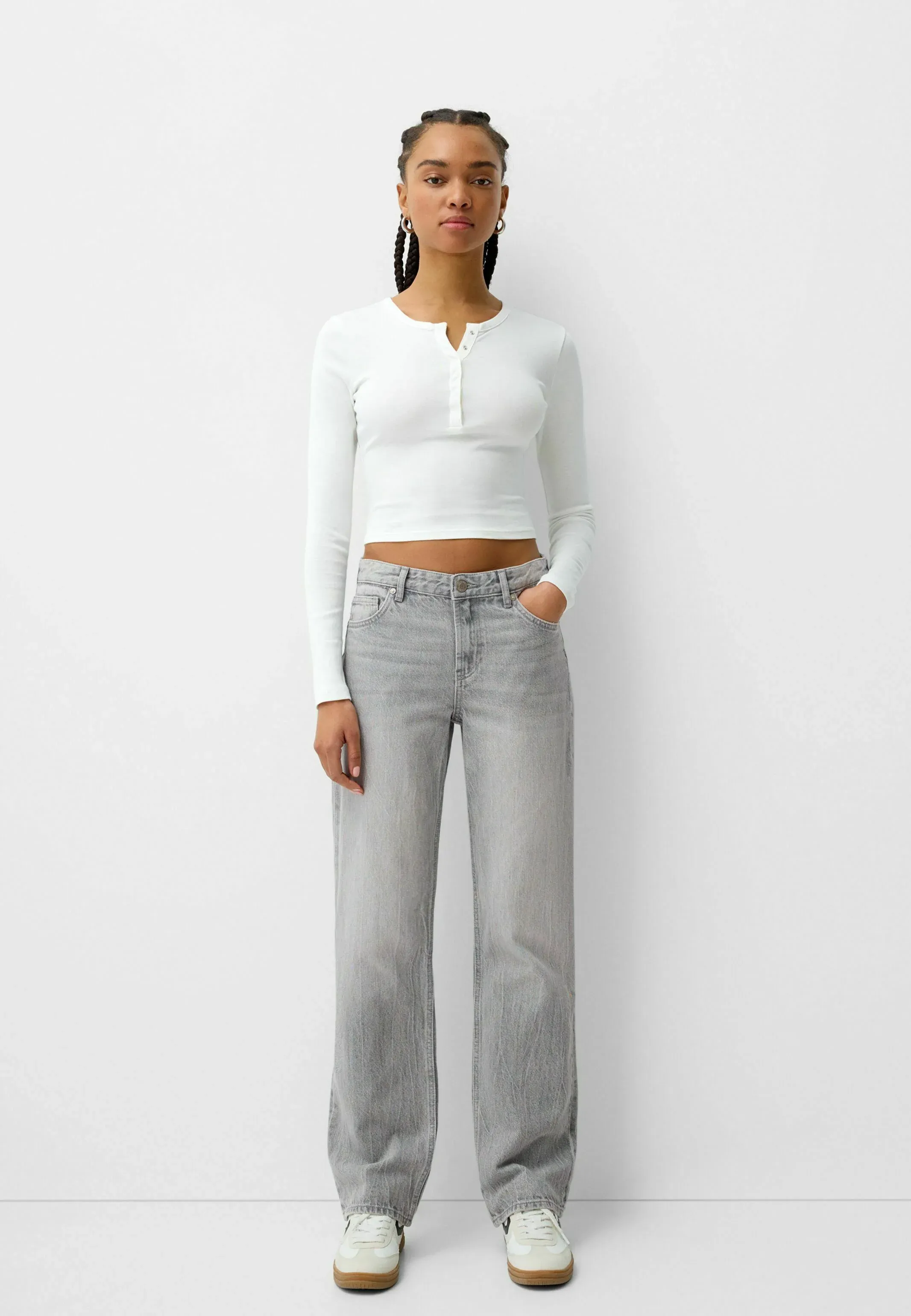 Bershka Jeans à la cigarette Gris