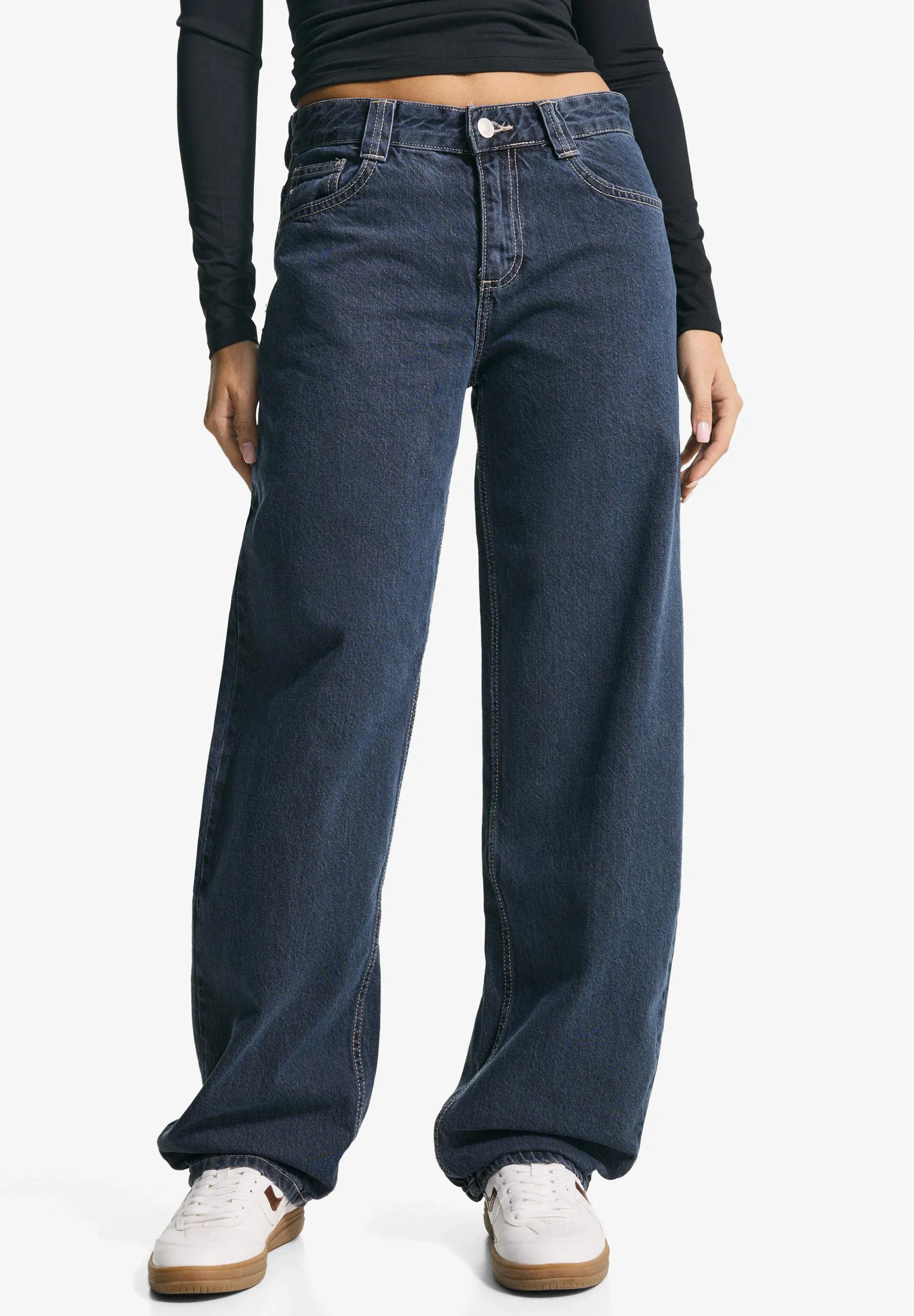 Bershka Jeans Coupe Tapered Bleu Royal