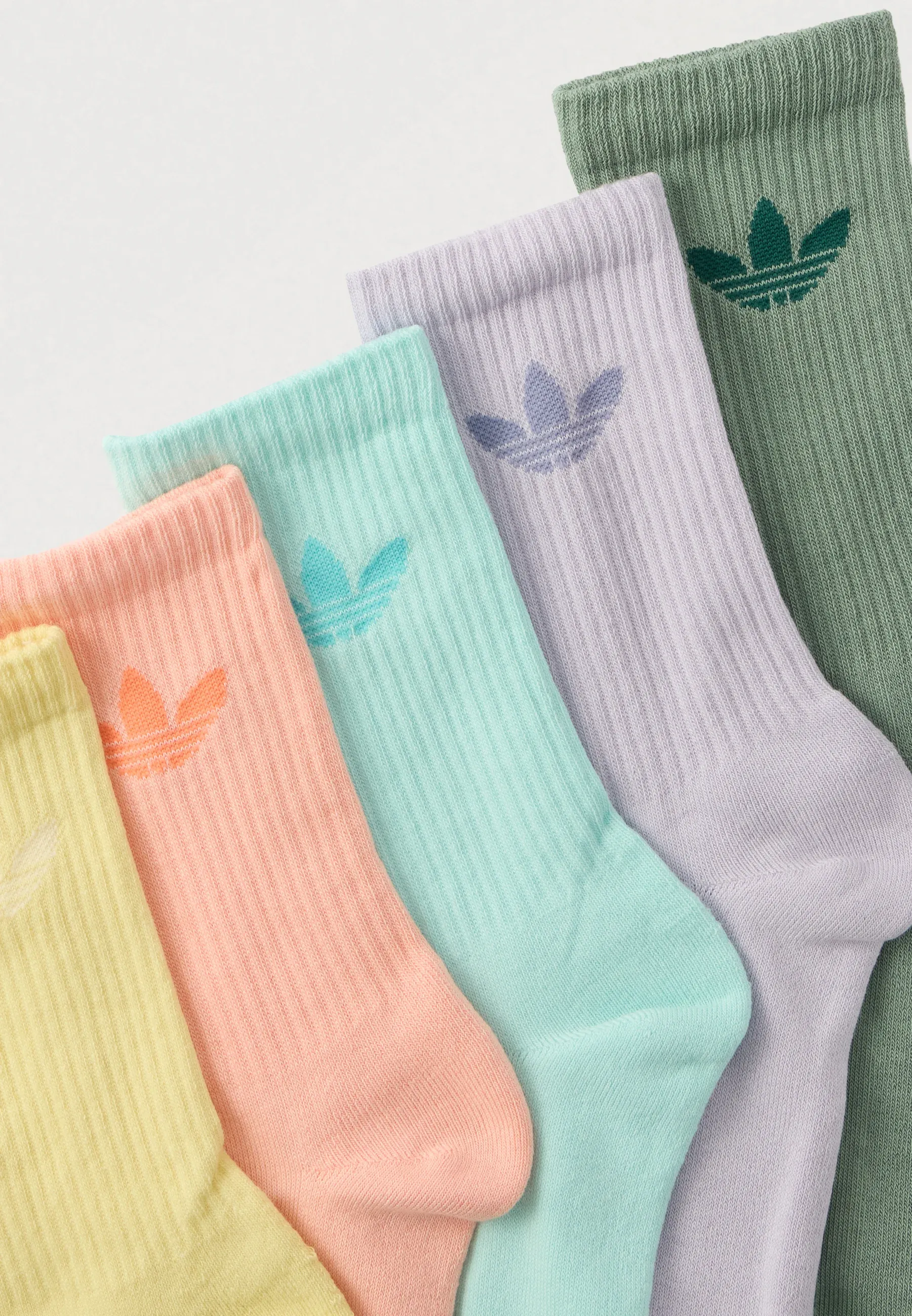 Adidas Originals Unisexe 10 Pièces Chaussettes Argent Vert fluorescent Rose semi flash Aqua