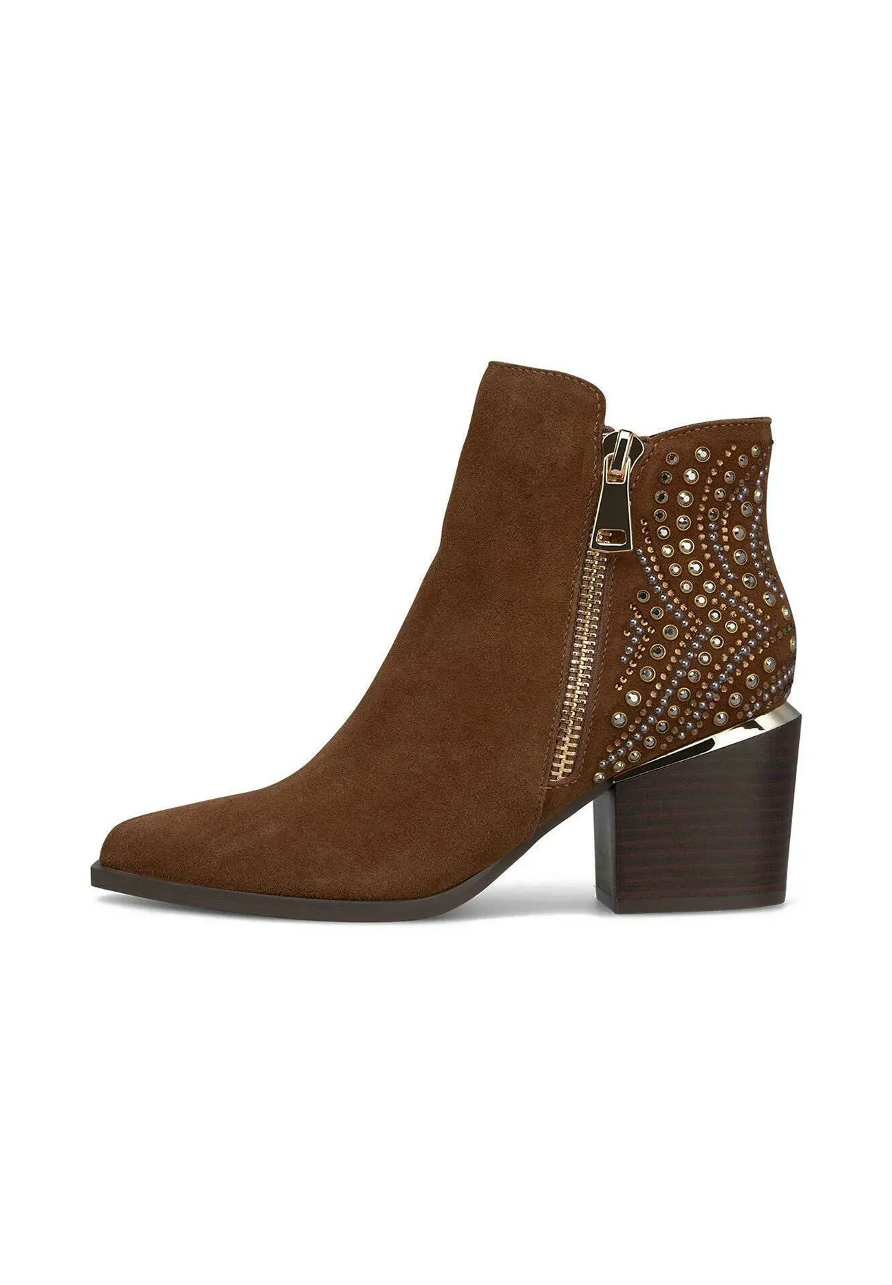 Alma En Pena Bottes Texanes Motard à Bout Pointu et Fermeture Éclair Camel