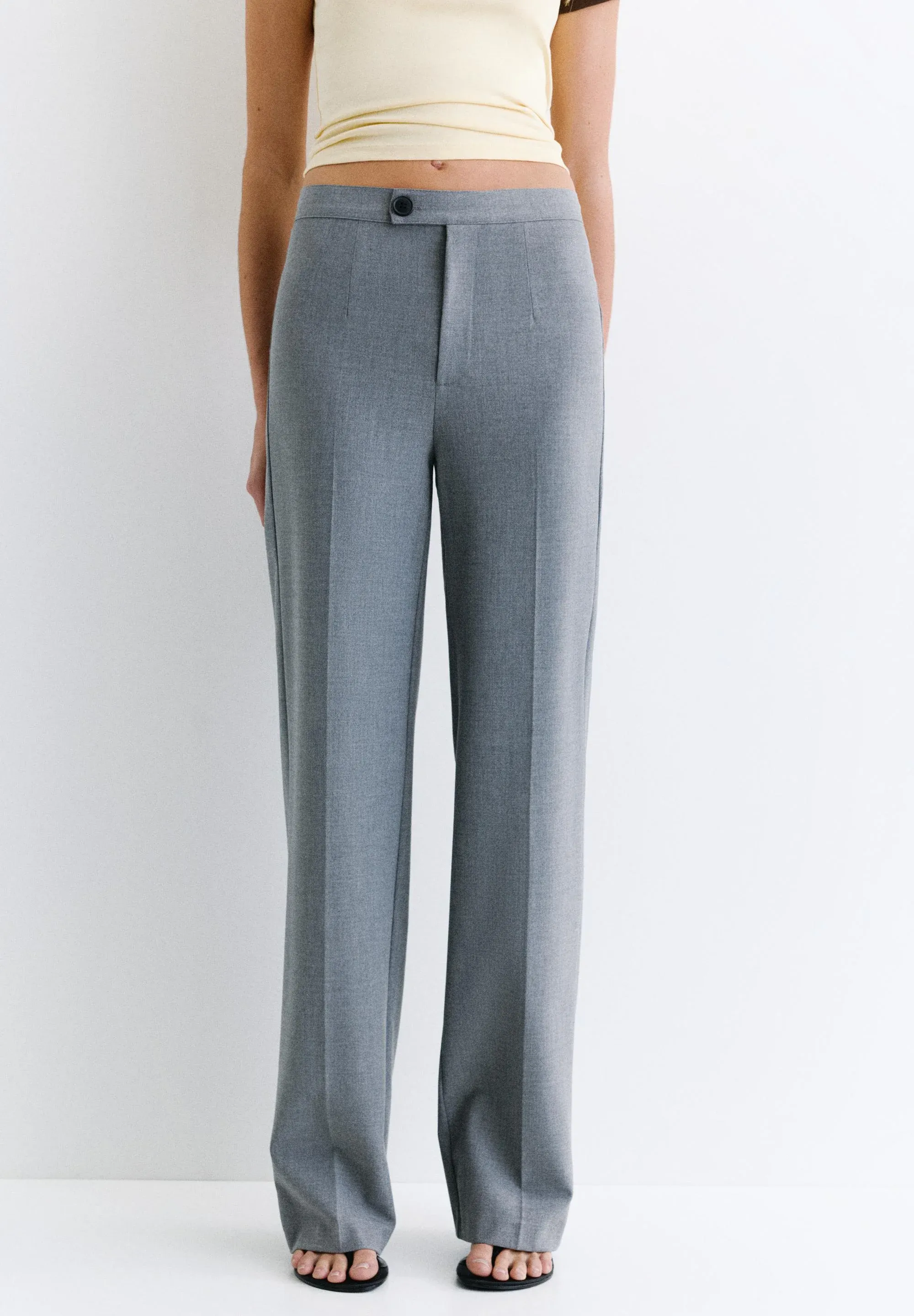 Pullandbear Pantalon Droit à Pinces - Pantaloni Gris