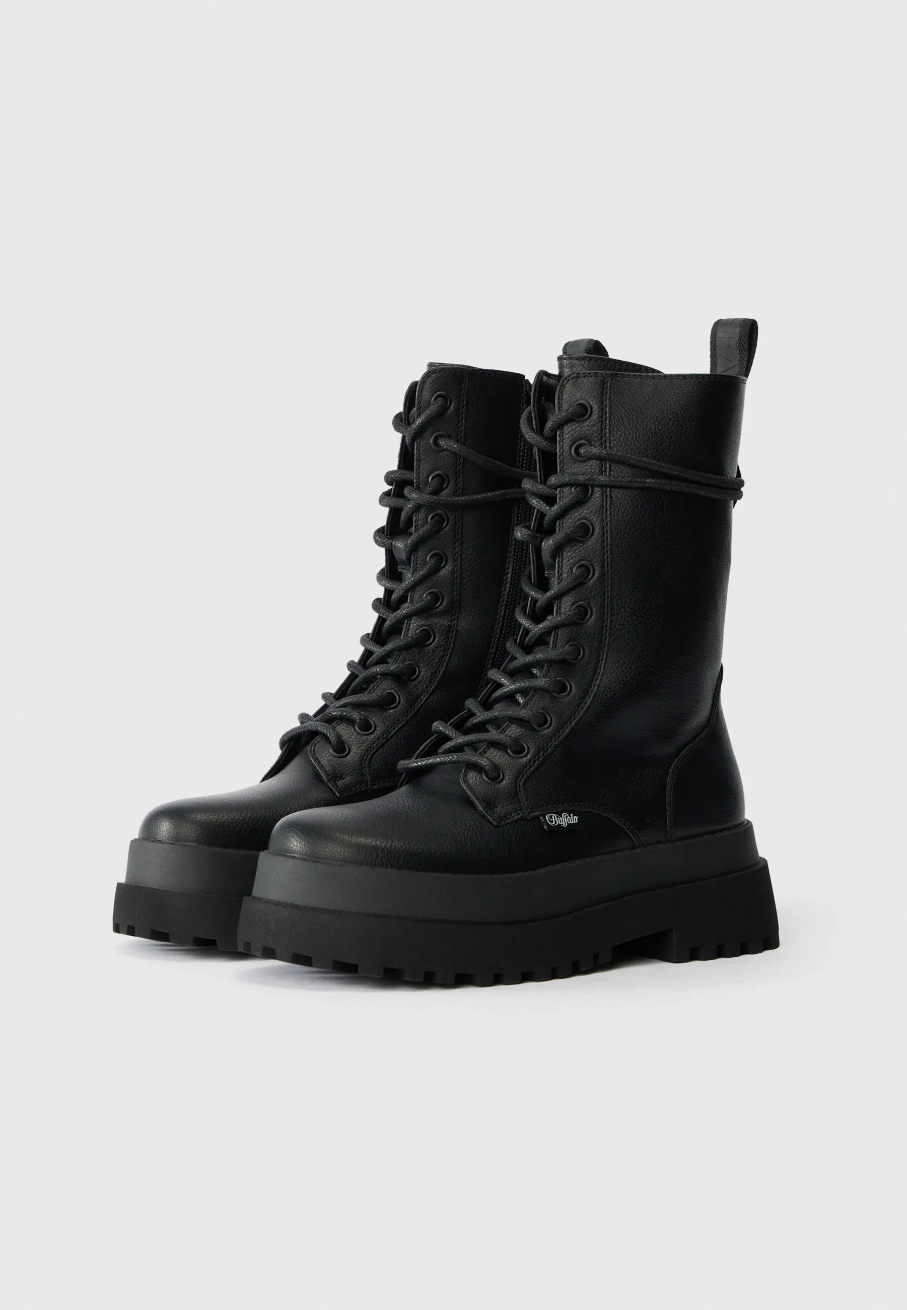 Buffalo Pluto Mid Bottes à lacets Noire