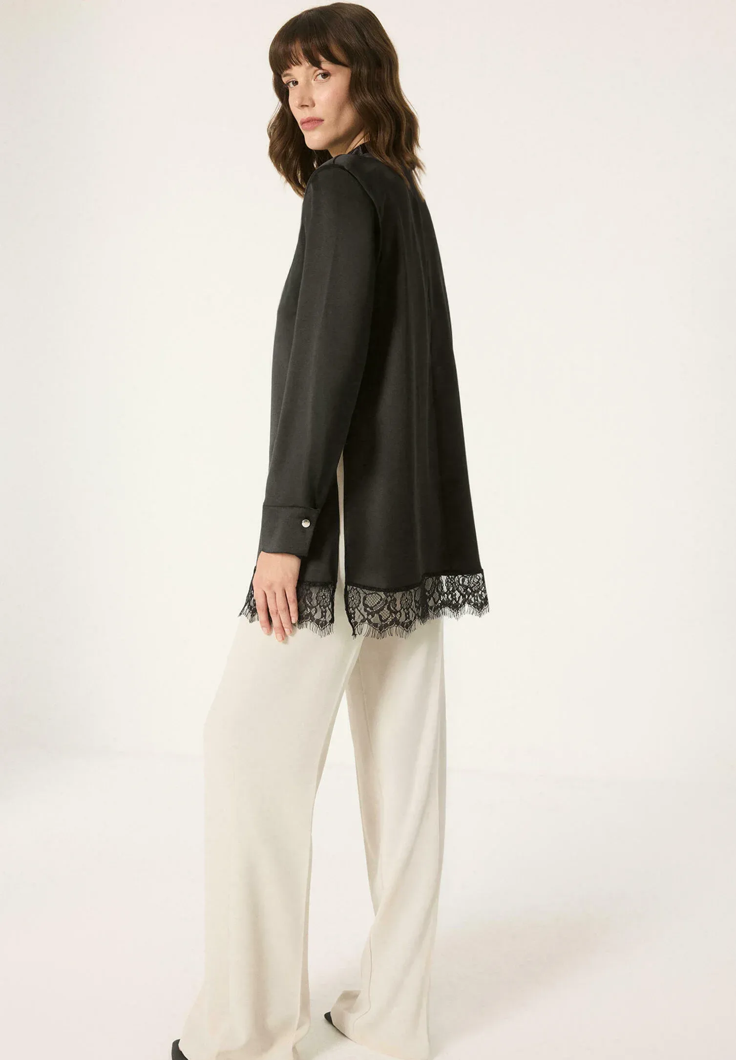 Touche Prive Satin Blouse Camicetta Noir