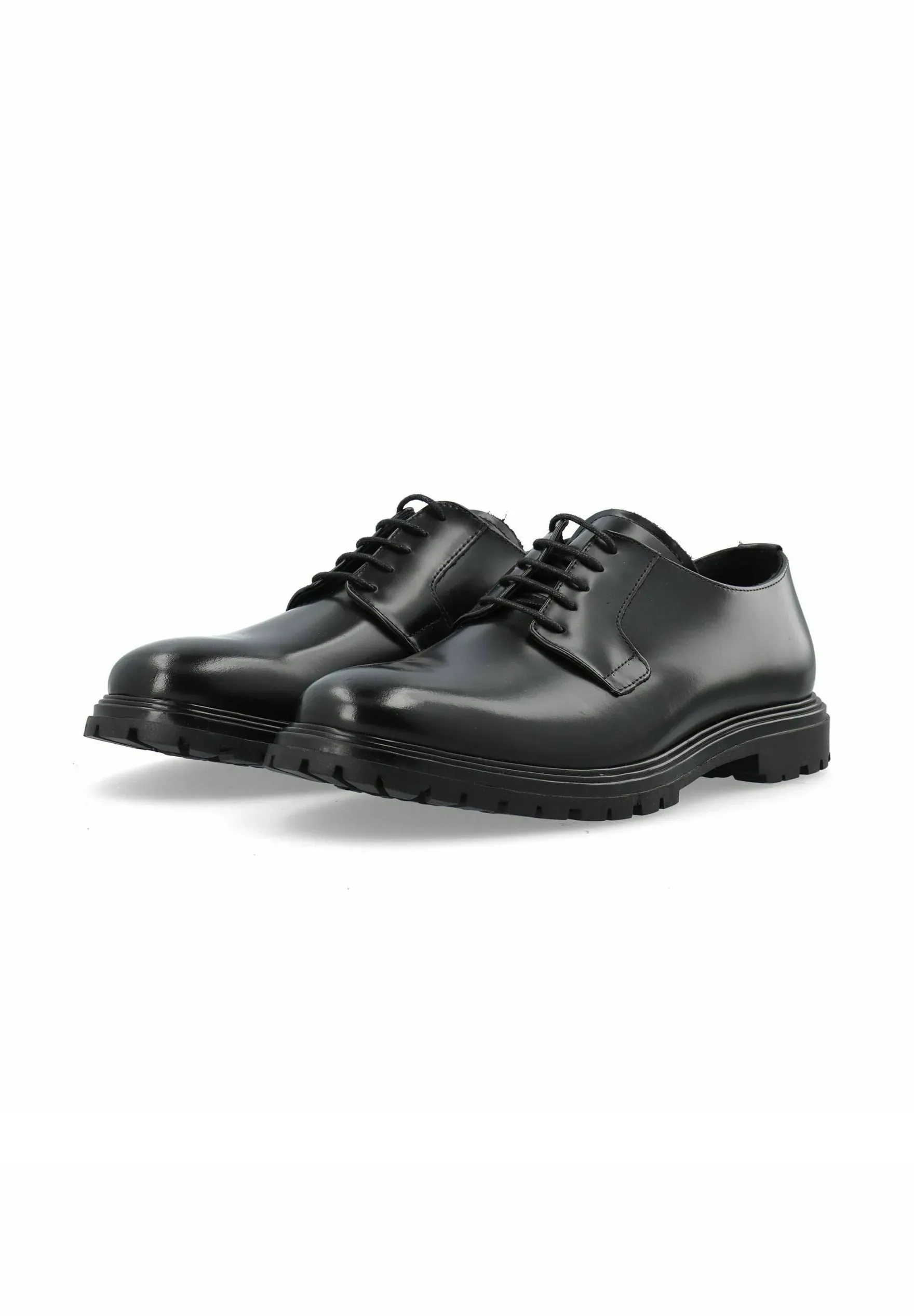 Bianco Derby en cuir Bialoui Stringate Noir