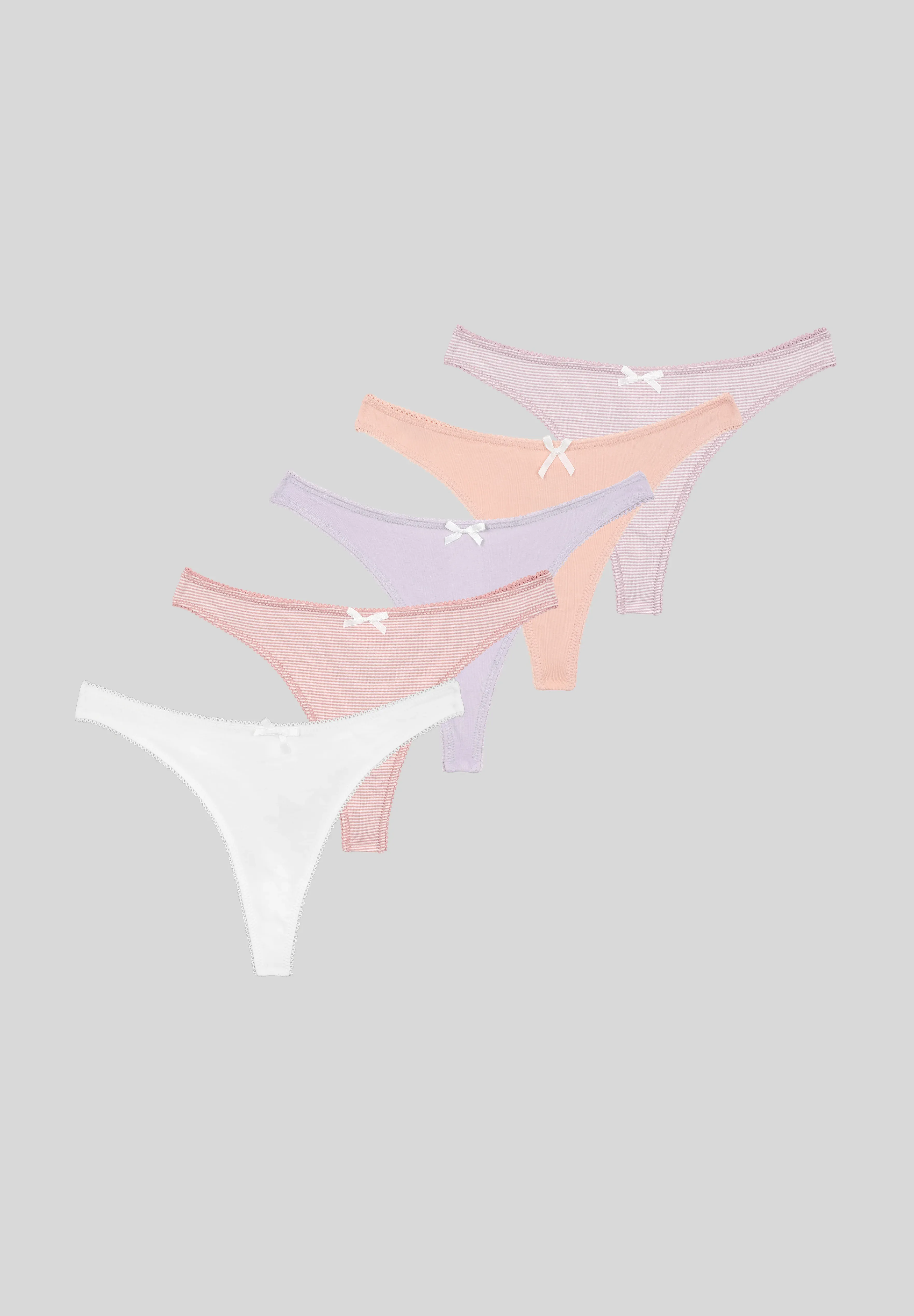 Evenandodd 5 pièces String bikini Rose Lilas Blanc