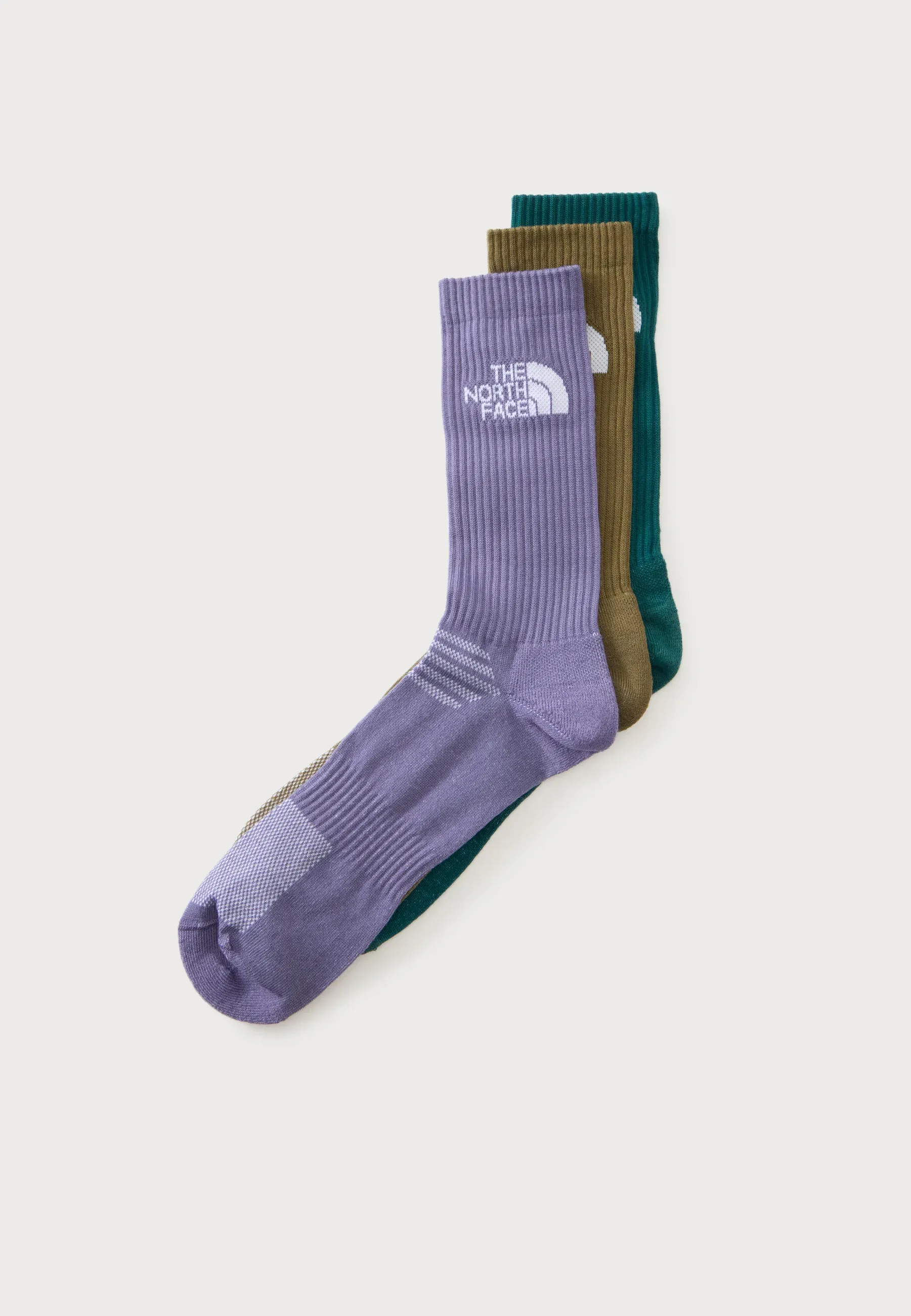 Les chaussettes sportives The North Face Multi Cush Crew Unisexe 3 pièces - Plum foncé / Graines de carvi / Bleu pacifique