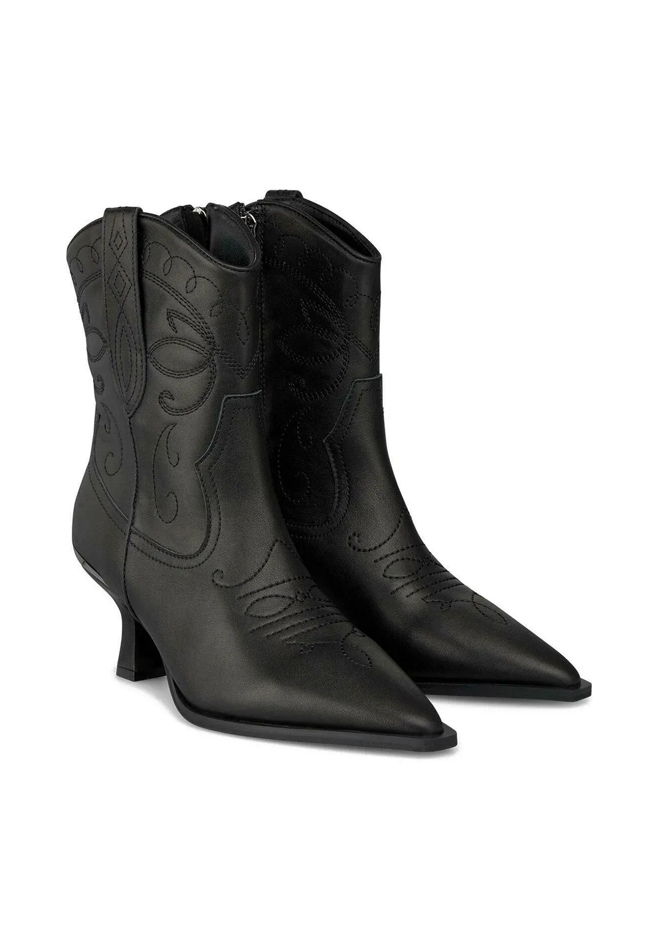 Alma En Pena Bottes texanes moto à bout pointu et fermeture éclair noires