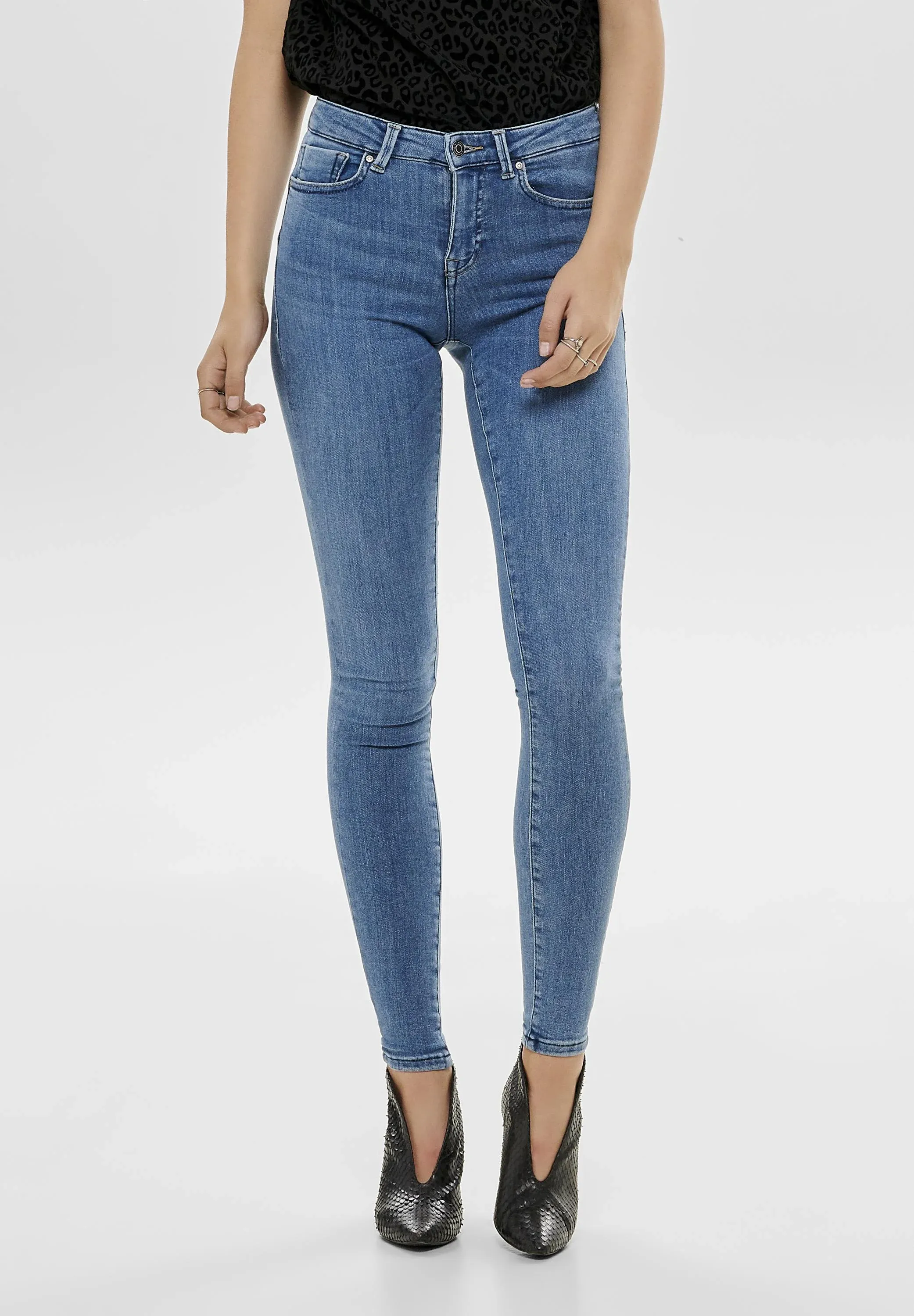 Seulement Onlpower Mid Push Up Jeans Slim Light Blue Denim