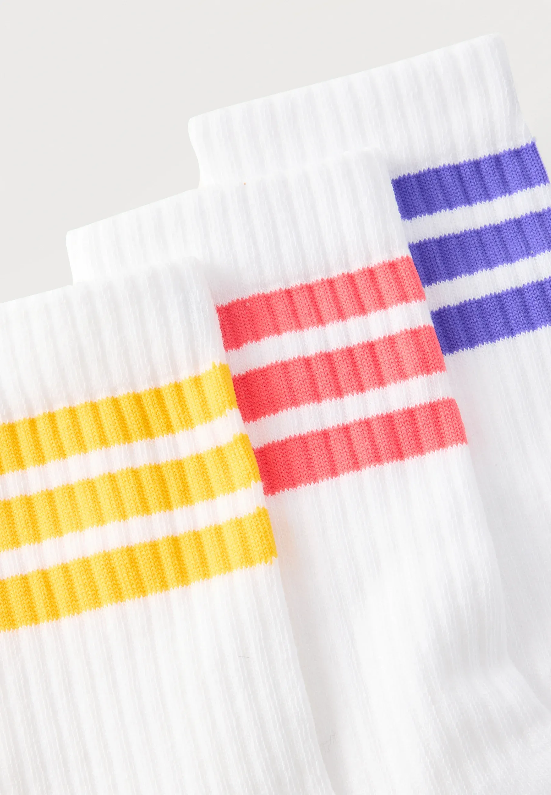 Chaussettes sportives Adidas Performance à coussinets unisexe 3 pièces - Blanc/Solar pourpre/Bandeau jaune/Pur turbo