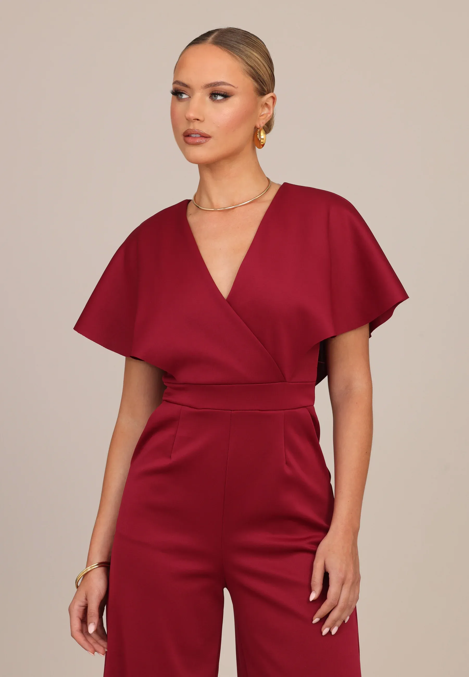 Wal G Tall Wedding Betty Wrap Tuta Jumpsuit Vin