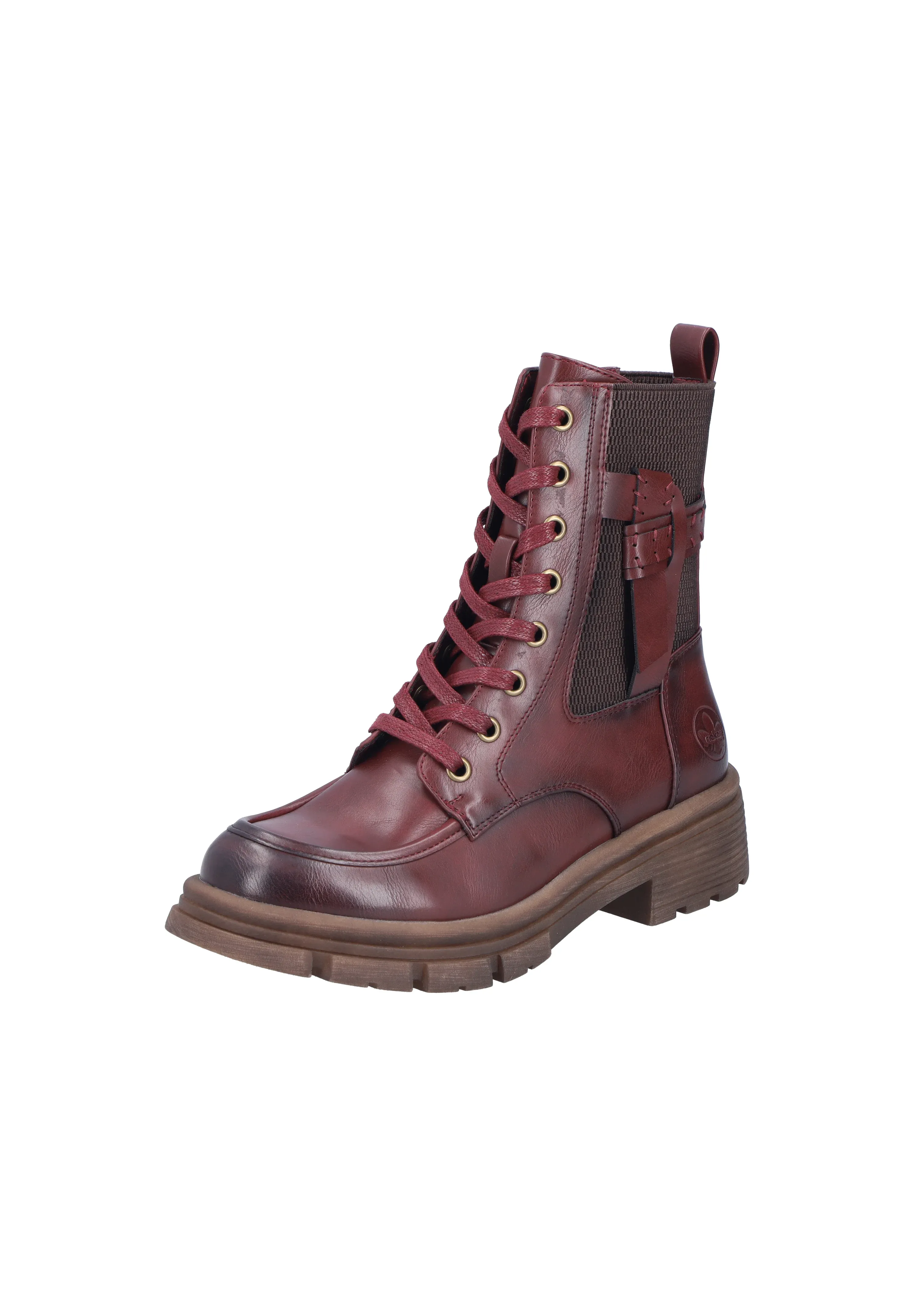 Rieker Bottes à lacets rouges