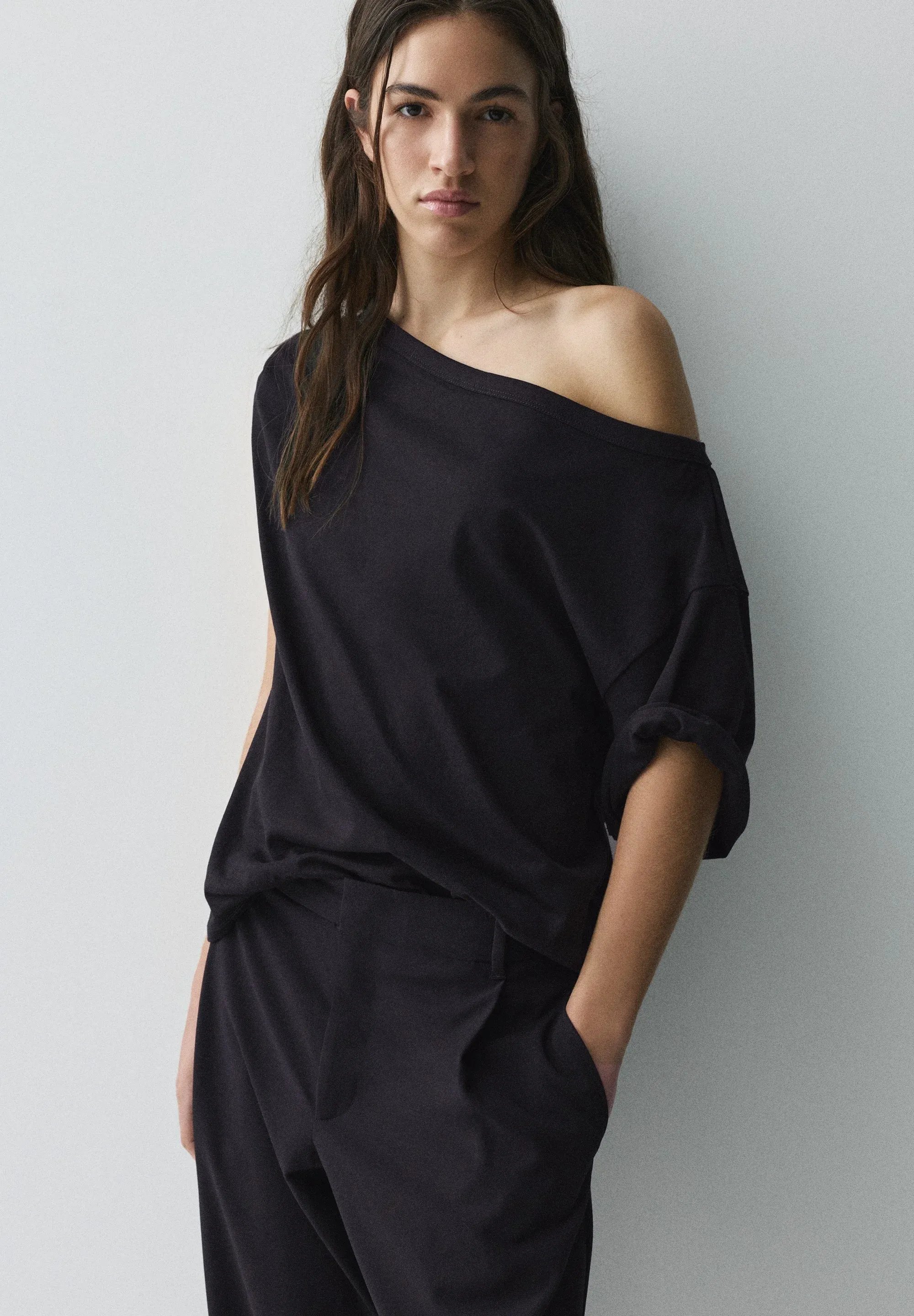 Pullandbear T Shirt Con Stampa Noir