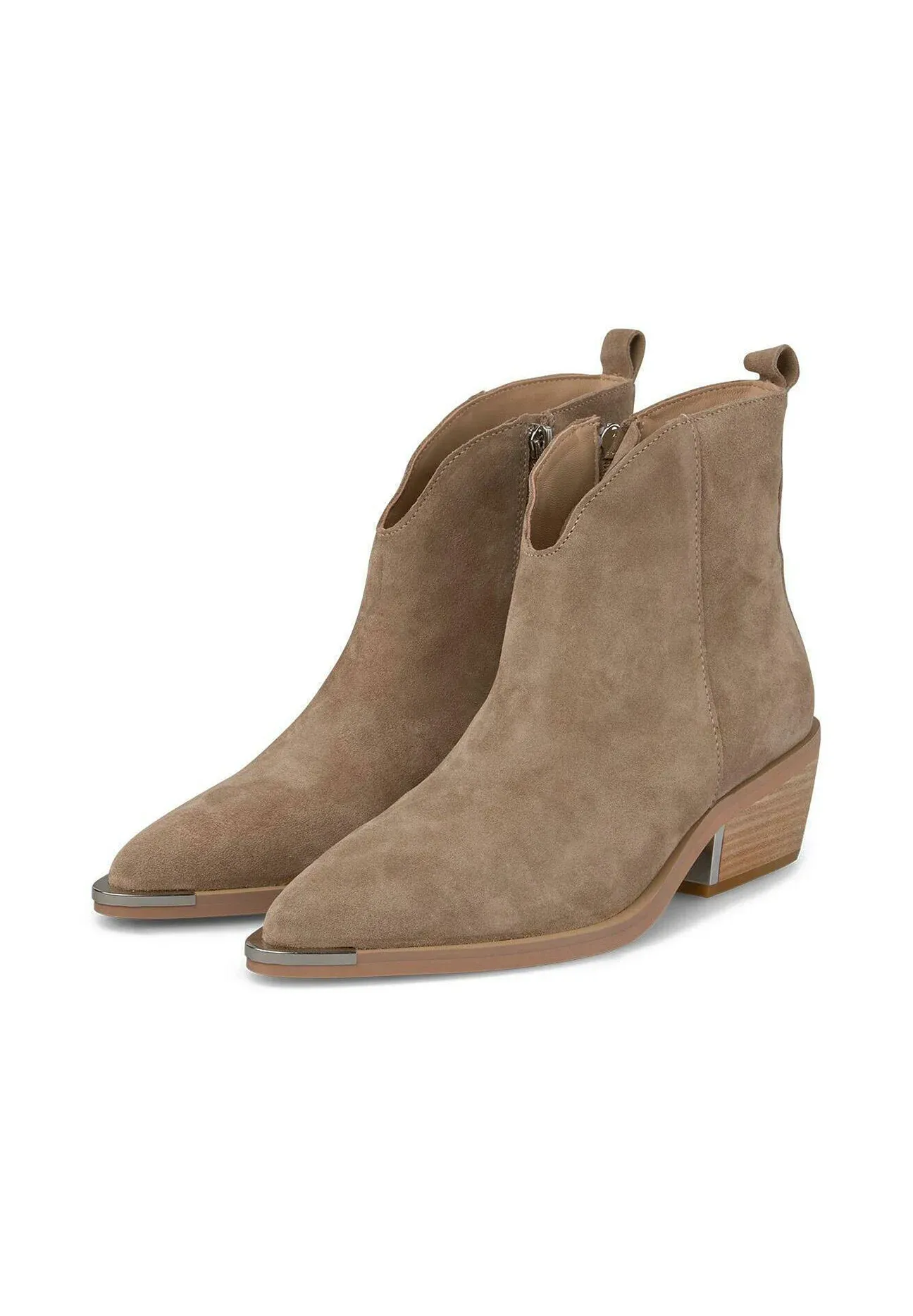 Alma En Pena Bottes à bout pointu et fermeture à glissière marron clair