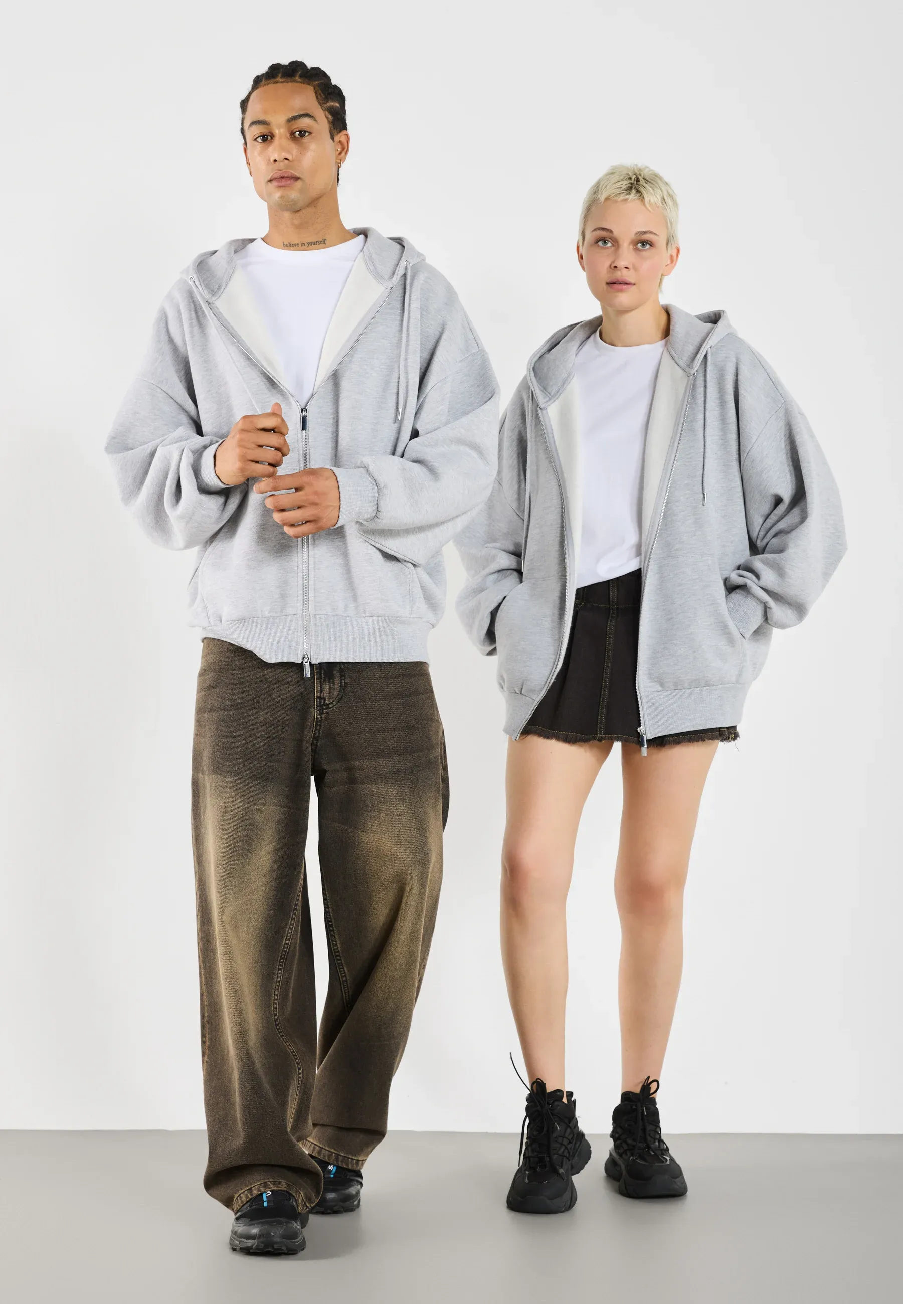 Yourturn Fleece à fermeture Éclair Unisexe Gris