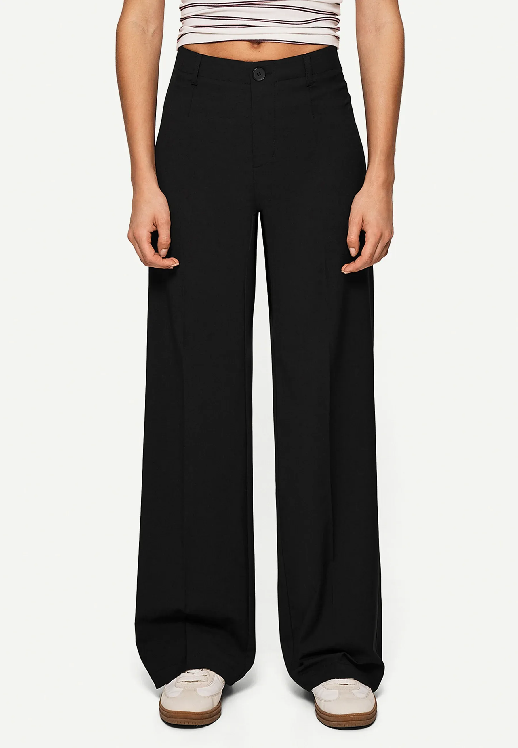 Pantalon droit structuré Bershka noir