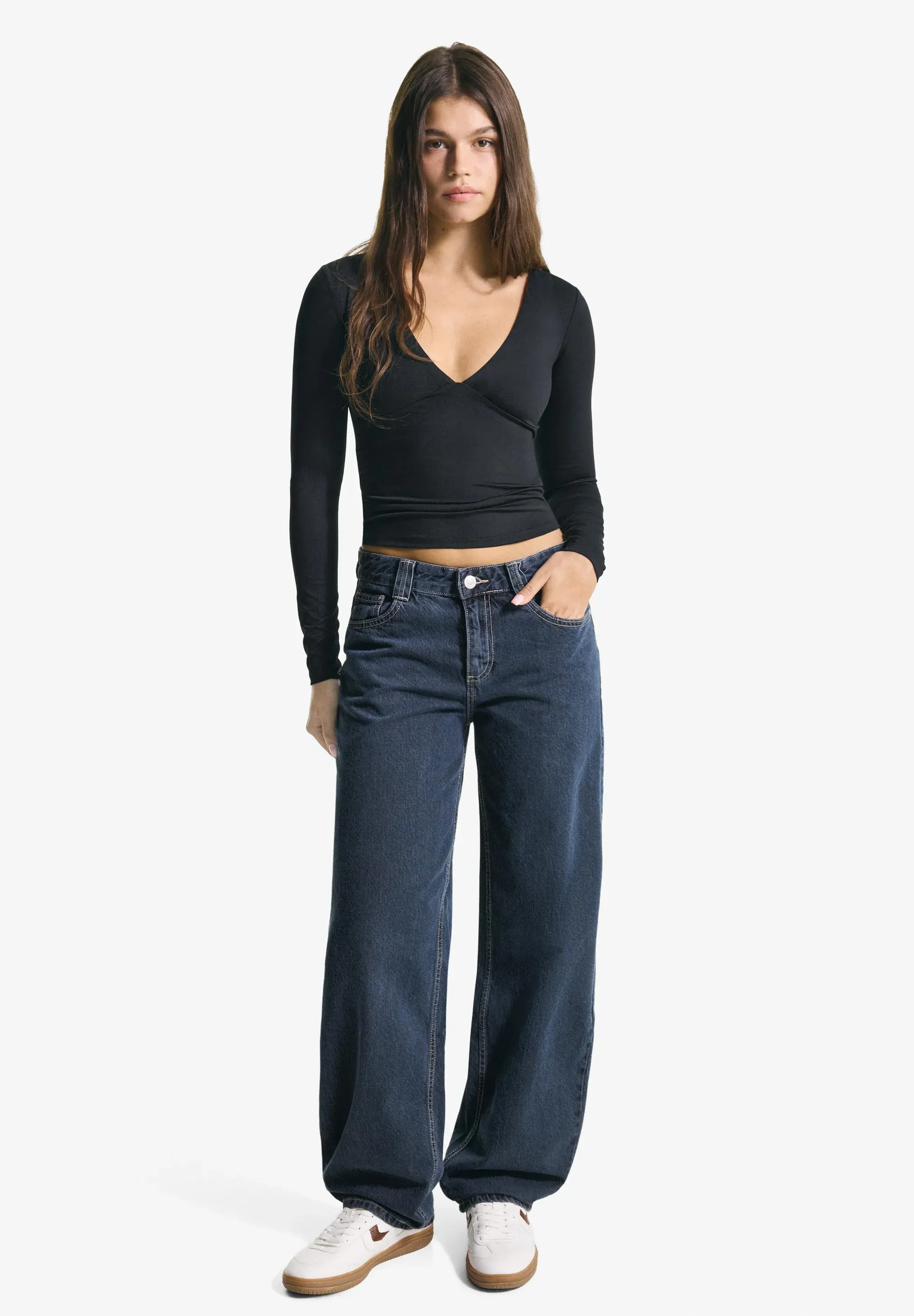 Bershka Jeans Coupe Tapered Bleu Royal