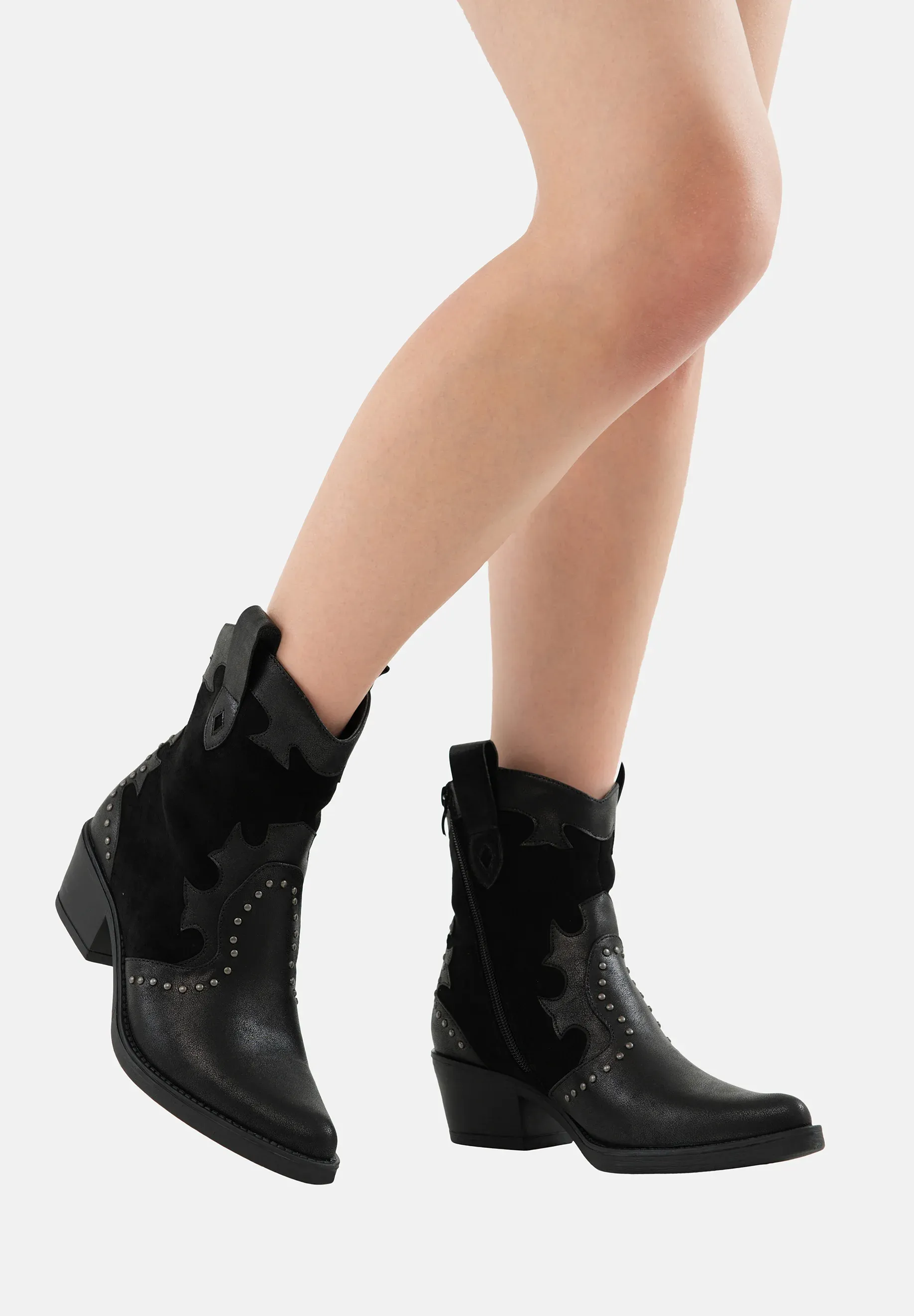 Salinyang Bottes texanes motard noires