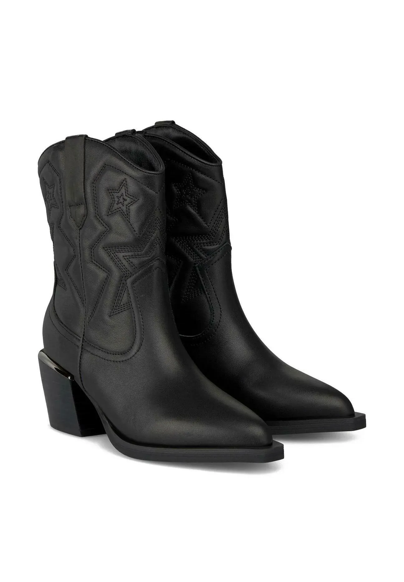 Alma En Pena Bottes texanes biker à talon aigu et fermeture éclair, noir