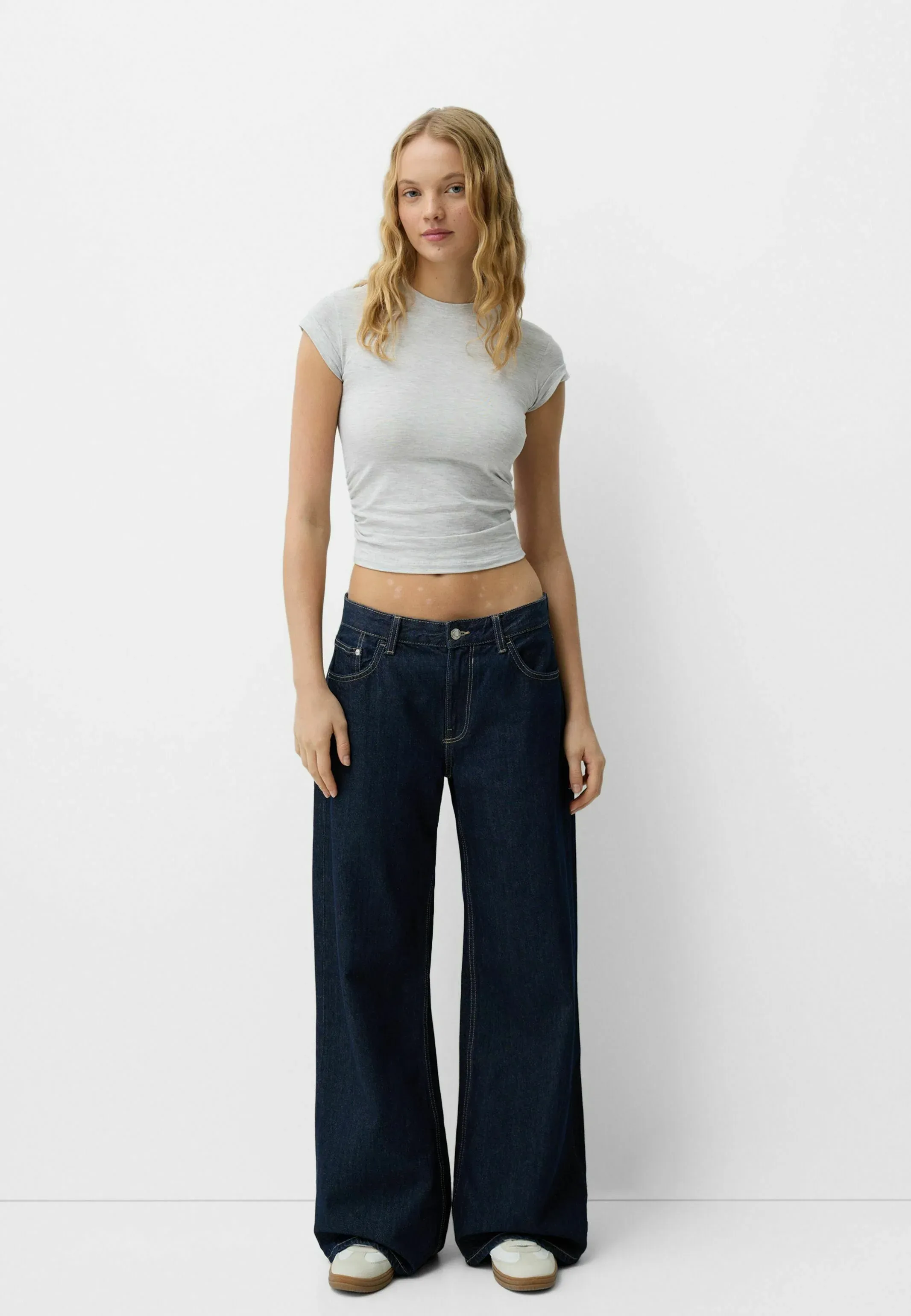 Bershka Jeans Jambe Large Bleu Royal