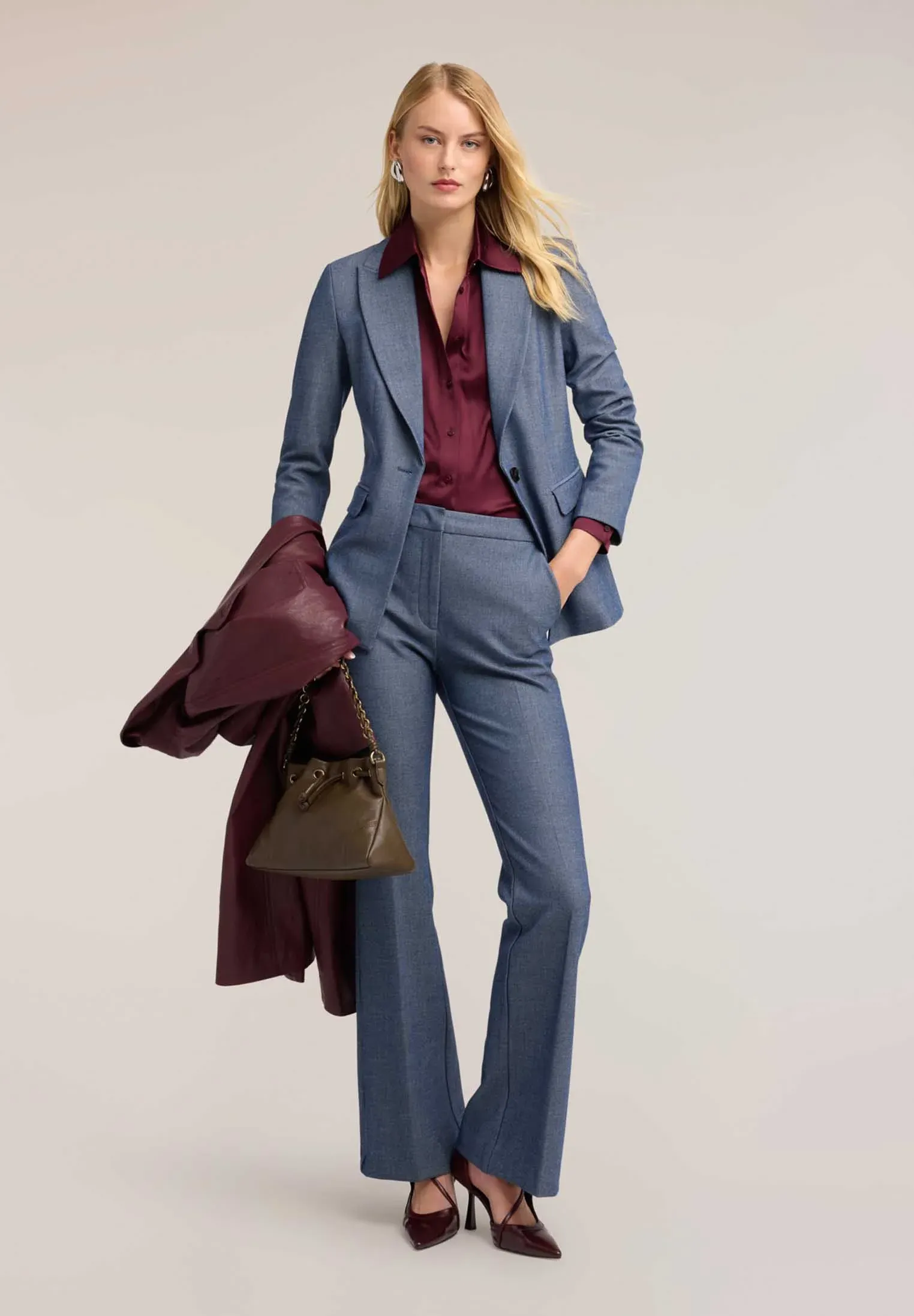 Blazer Motivi Tinto Filo Avec Revers À Lancement Blazer Bleu