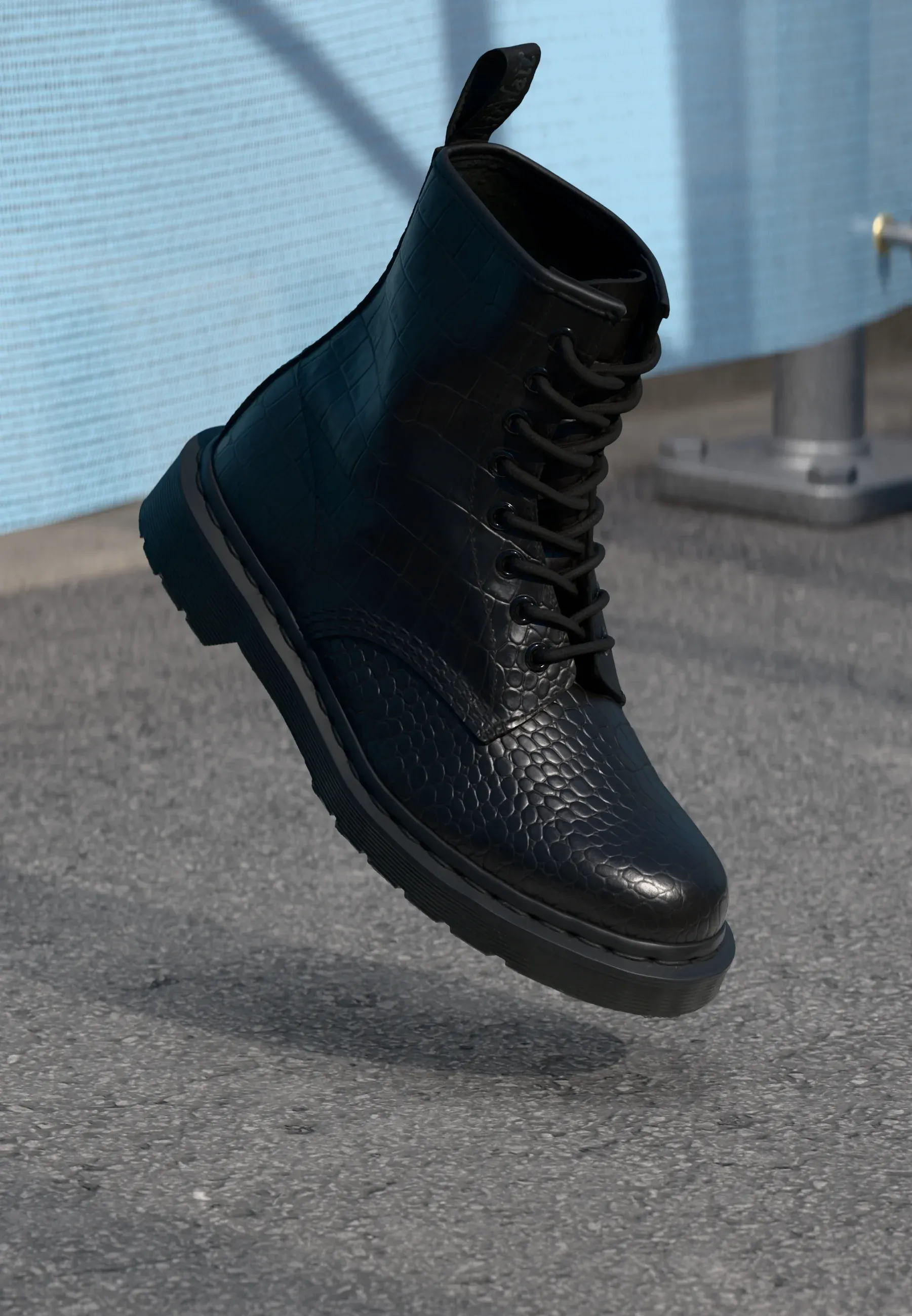 Dr Martens 1460 Croco Bottes à lacets Noires