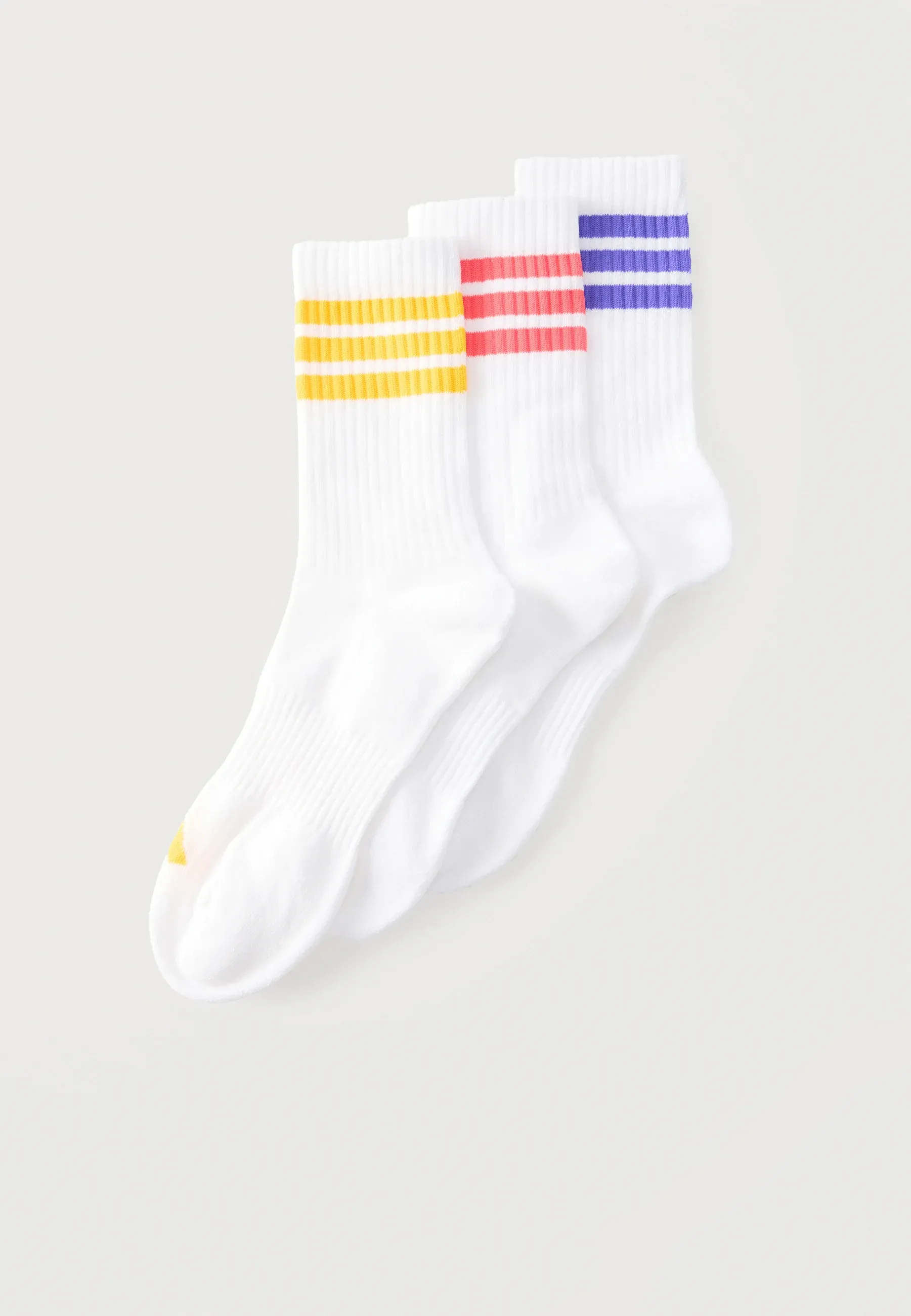 Chaussettes sportives Adidas Performance à coussinets unisexe 3 pièces - Blanc/Solar pourpre/Bandeau jaune/Pur turbo