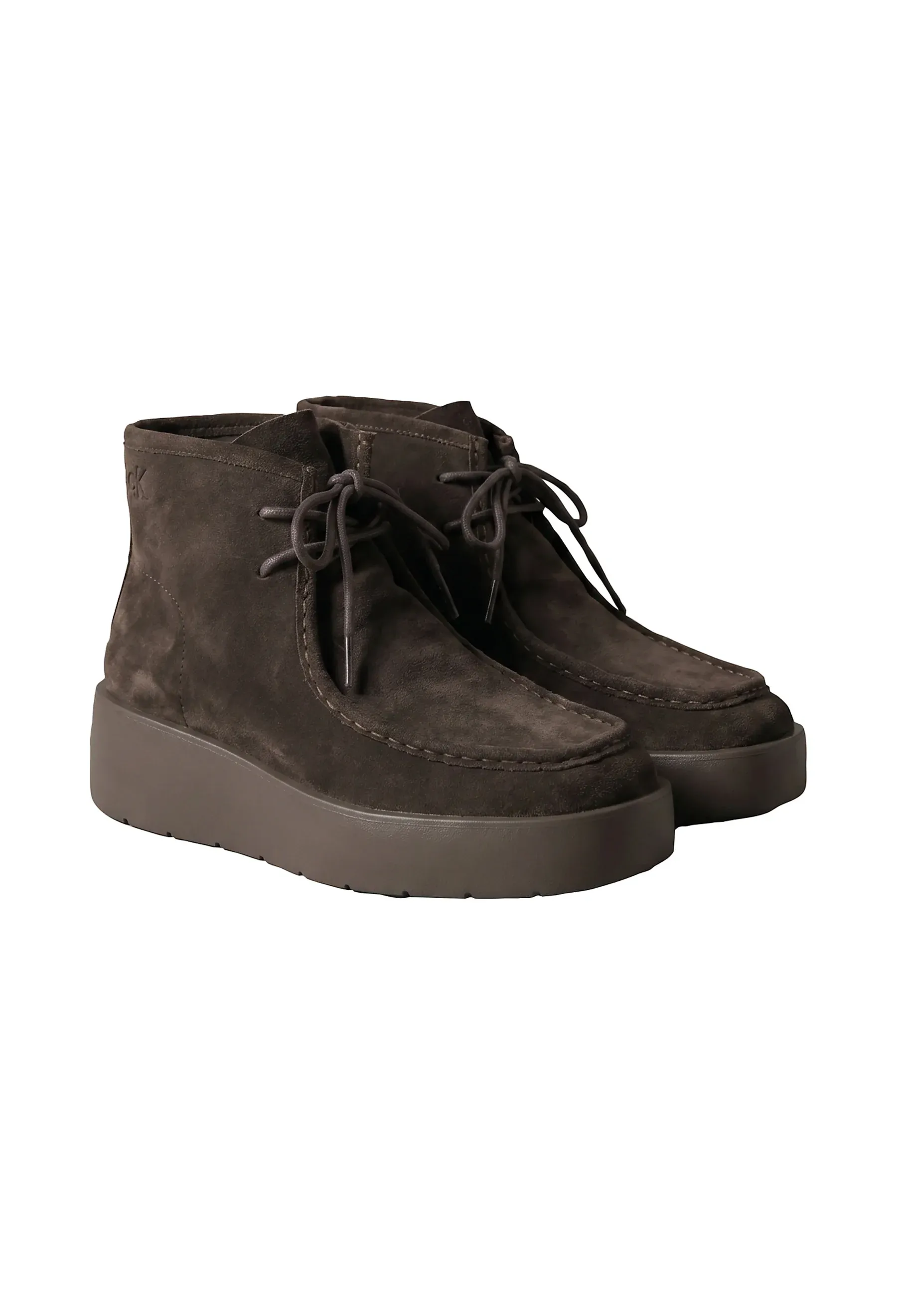 Calvin Klein Bottes Plateau Lacets À Bout Carré Rocky Brown