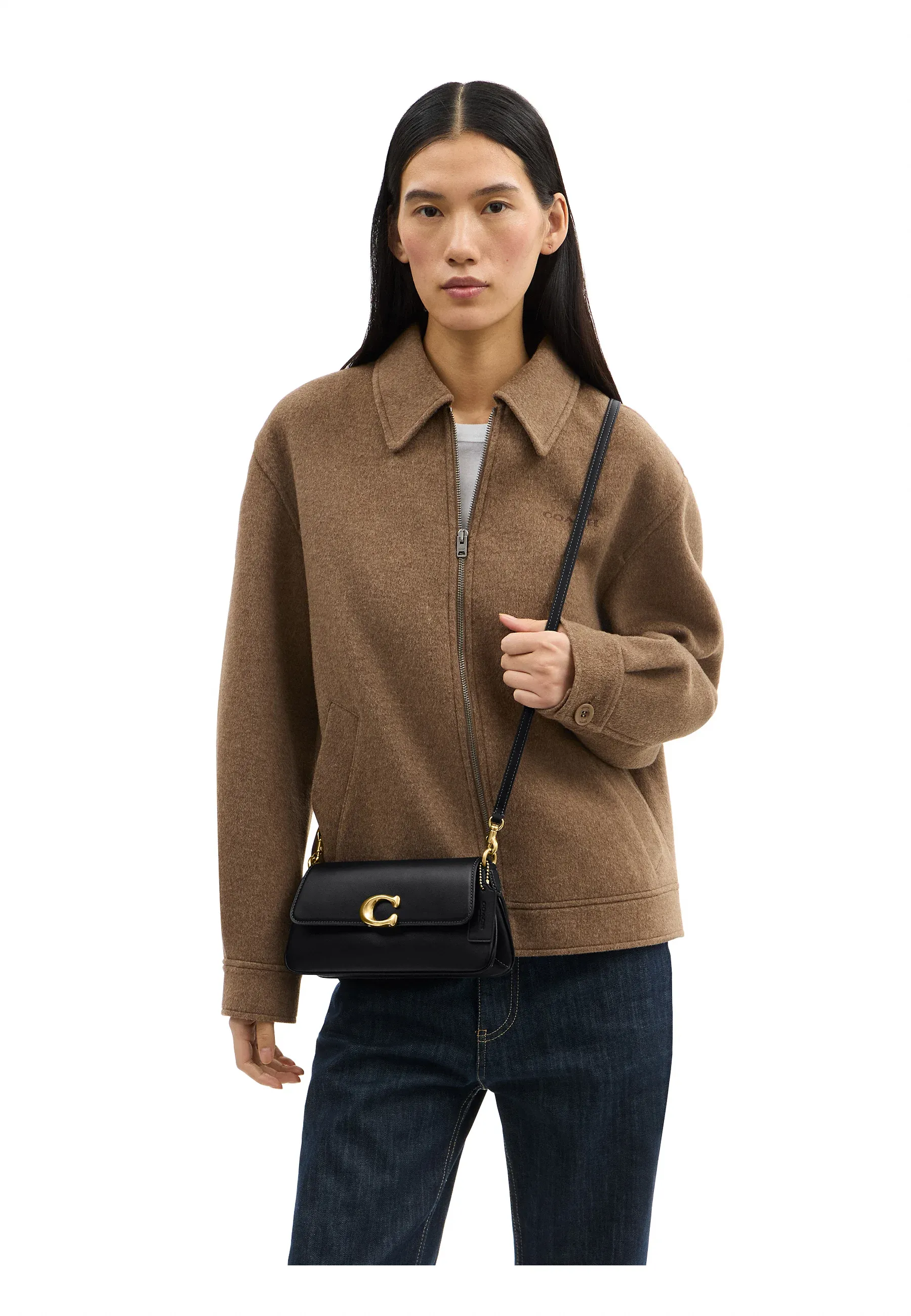 Sac à main Coach Refined Jet à bandoulière Borsa A Tracolla Noir