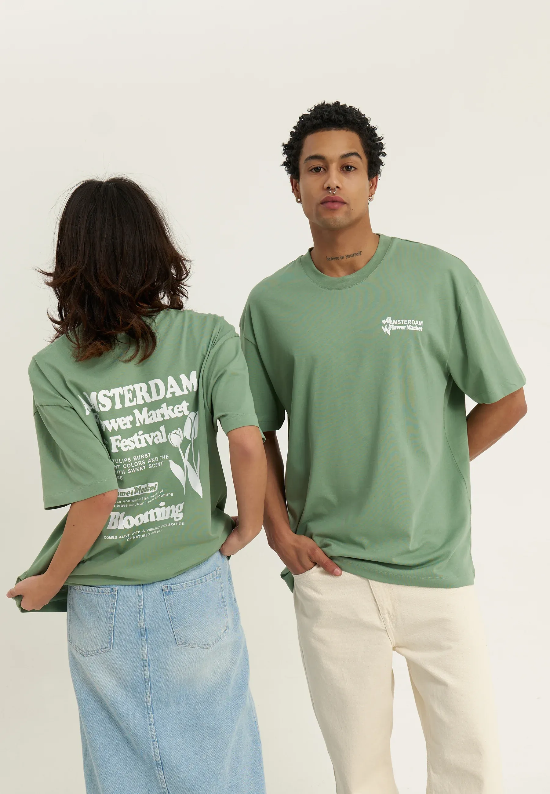 T-shirt unisexe Yourturn avec imprimé vert