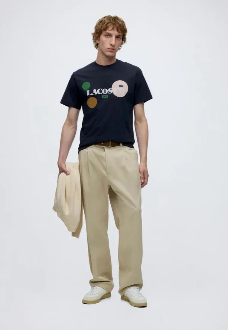 T-shirt Lacoste Unisexe à Imprimé Bleu Navy Foncé